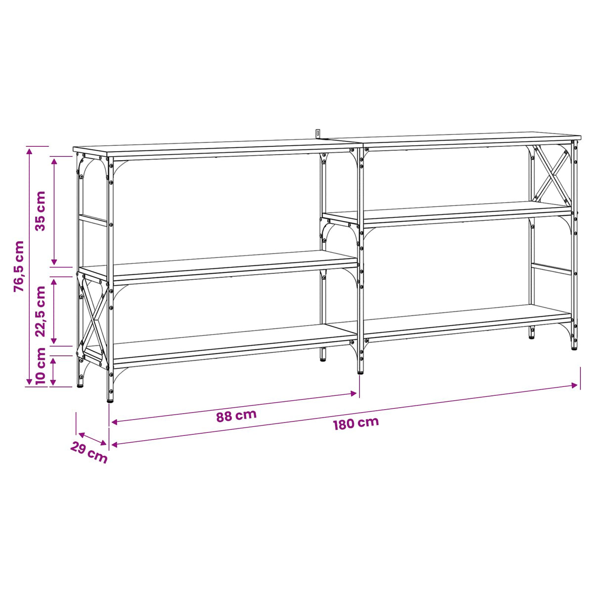 Konsolentisch Altholz 180 x 29 x 76,5 cm Metall PB
