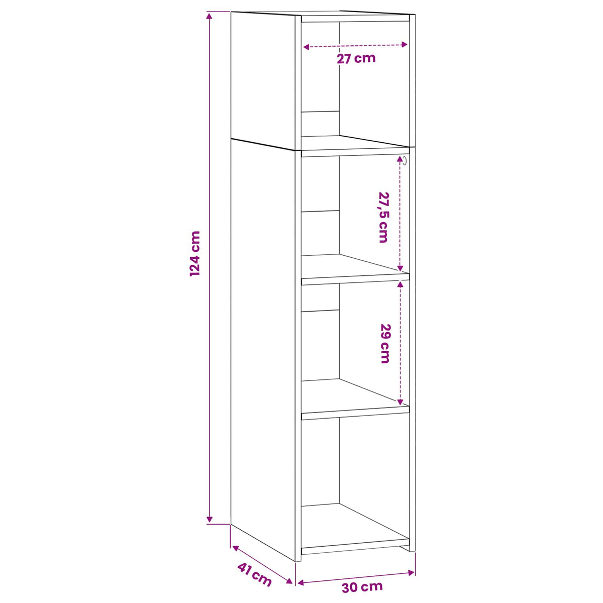 Highboard Artisan-Eiche 30 x 41 x 124 cm Holzwerkstoff