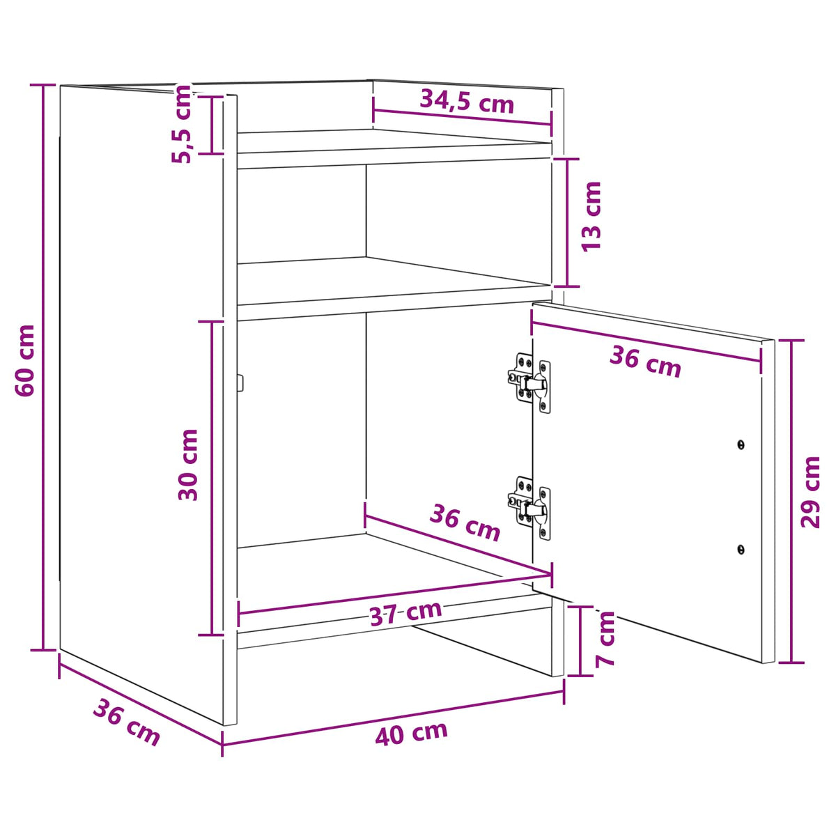 Nachttische 2 stk. Artisan-Eiche 40 x 36 x 60 cm Holzwerkstoff