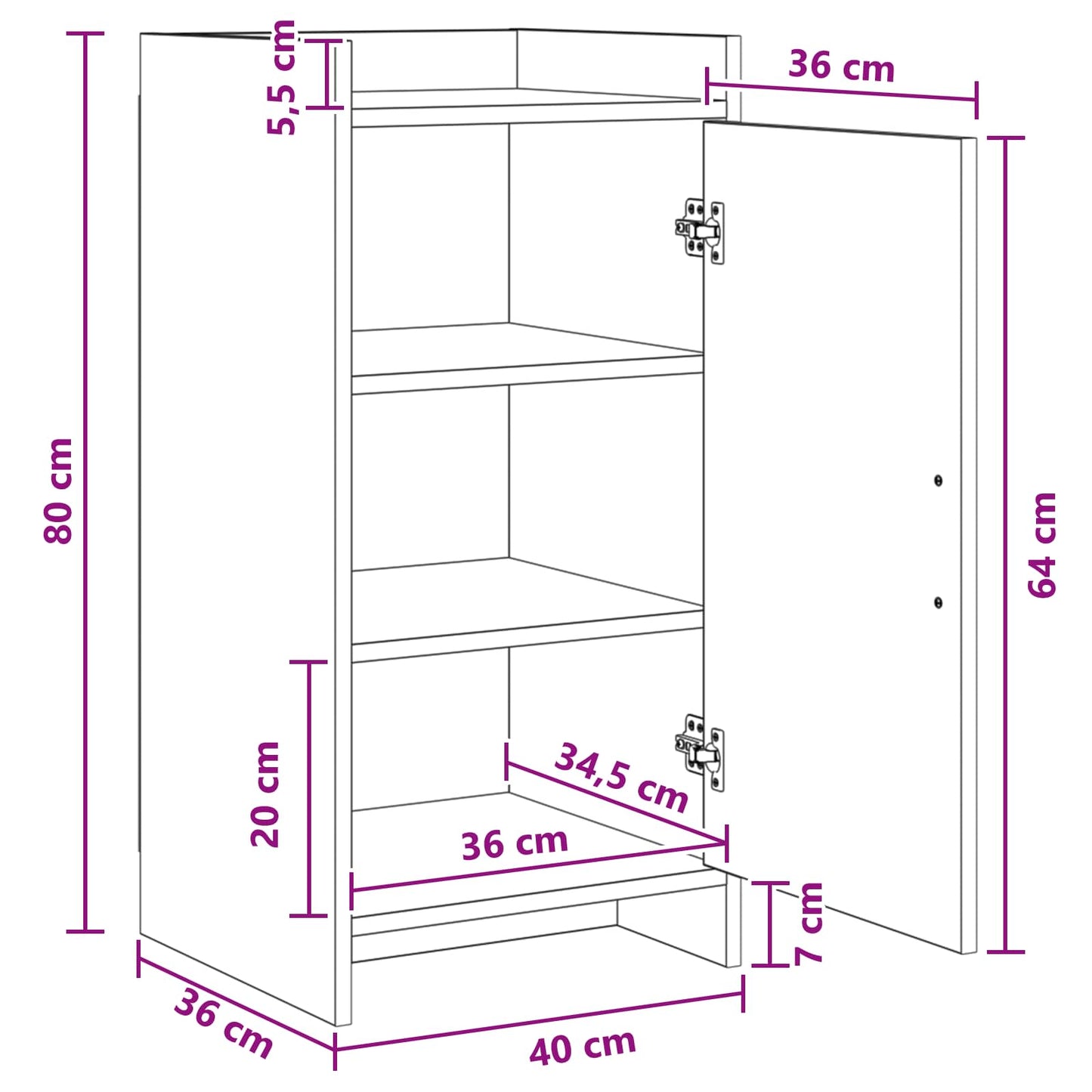 Sideboard Altholz 40 x 36 x 80 cm Holzwerkstoff