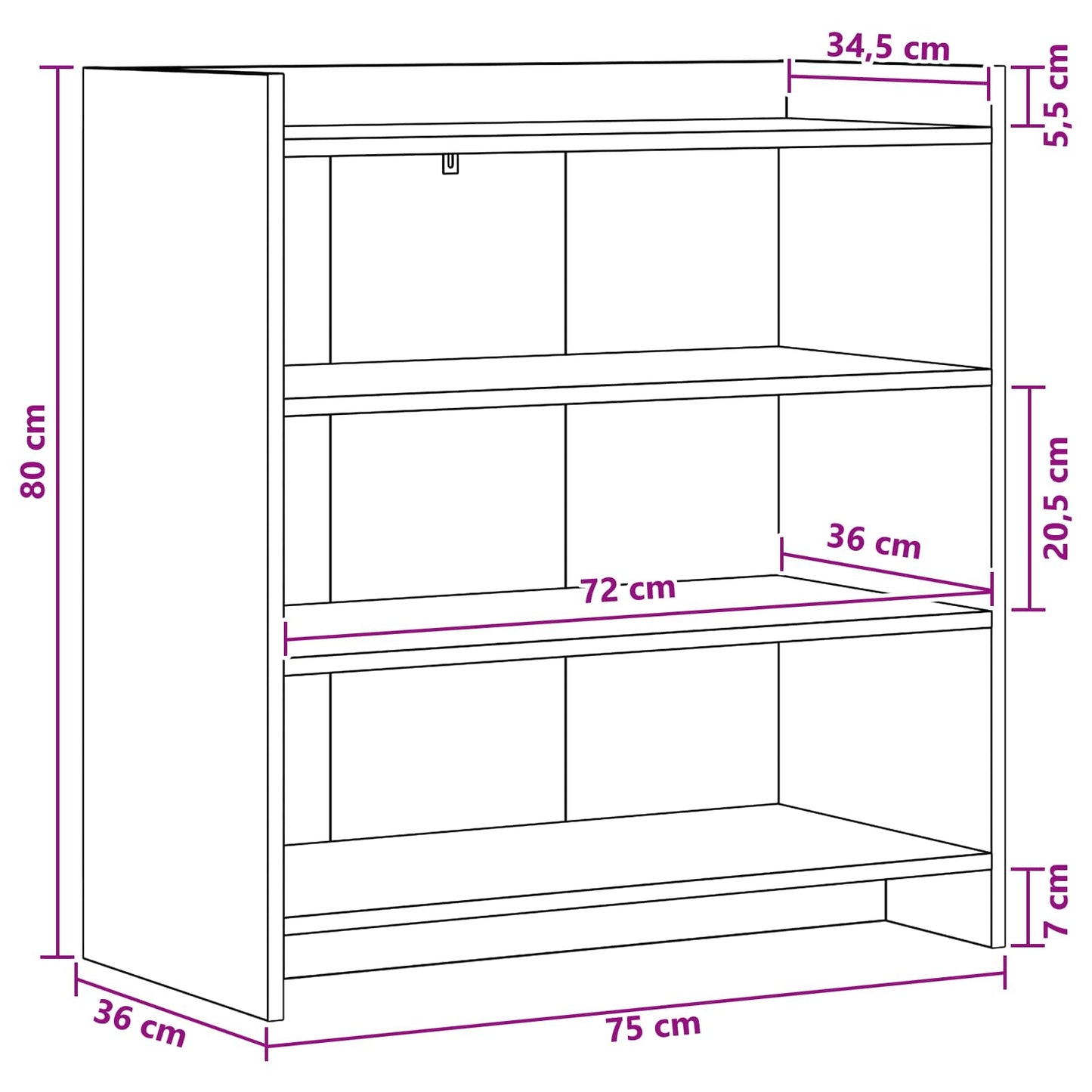Sideboard Schwarze Eiche 75 x 36 x 80 cm Holzwerkstoff