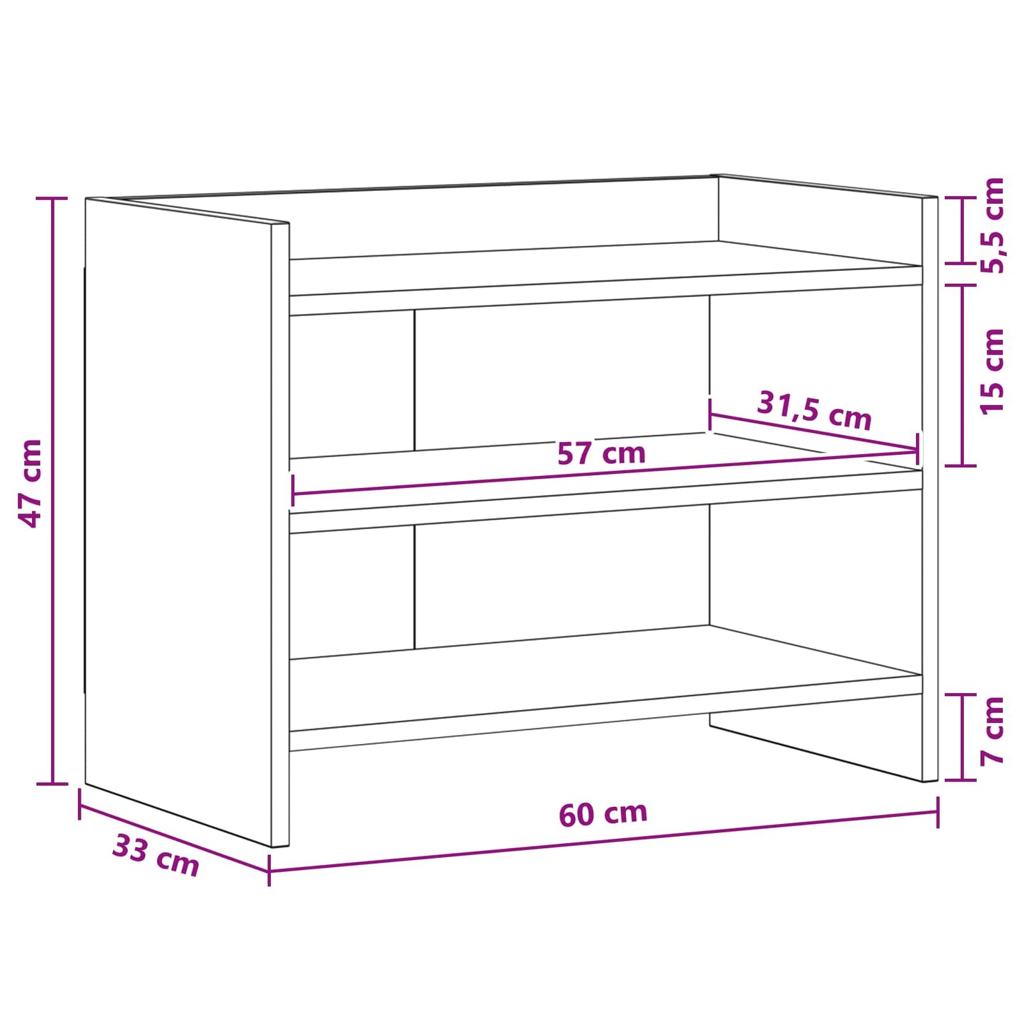TV-Schränk 60 x 33 x 47 cm Grau Sonoma Holzwerkstoff