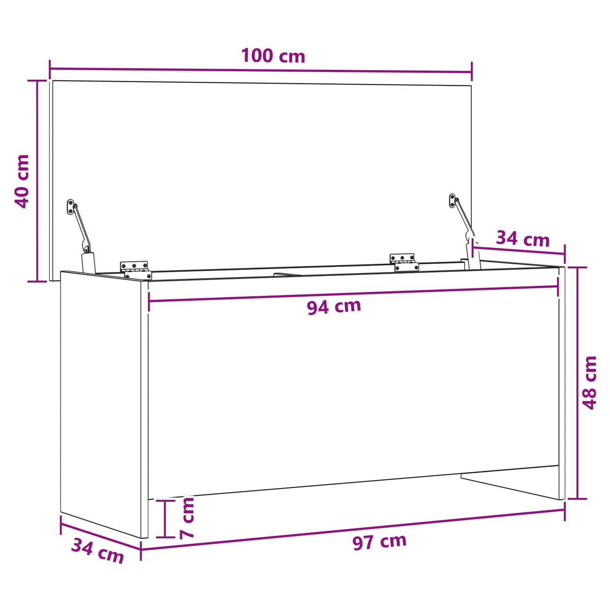 Aufbewahrungstruhe Altholz 100 x 40 x 50 cm Holzwerkstoff
