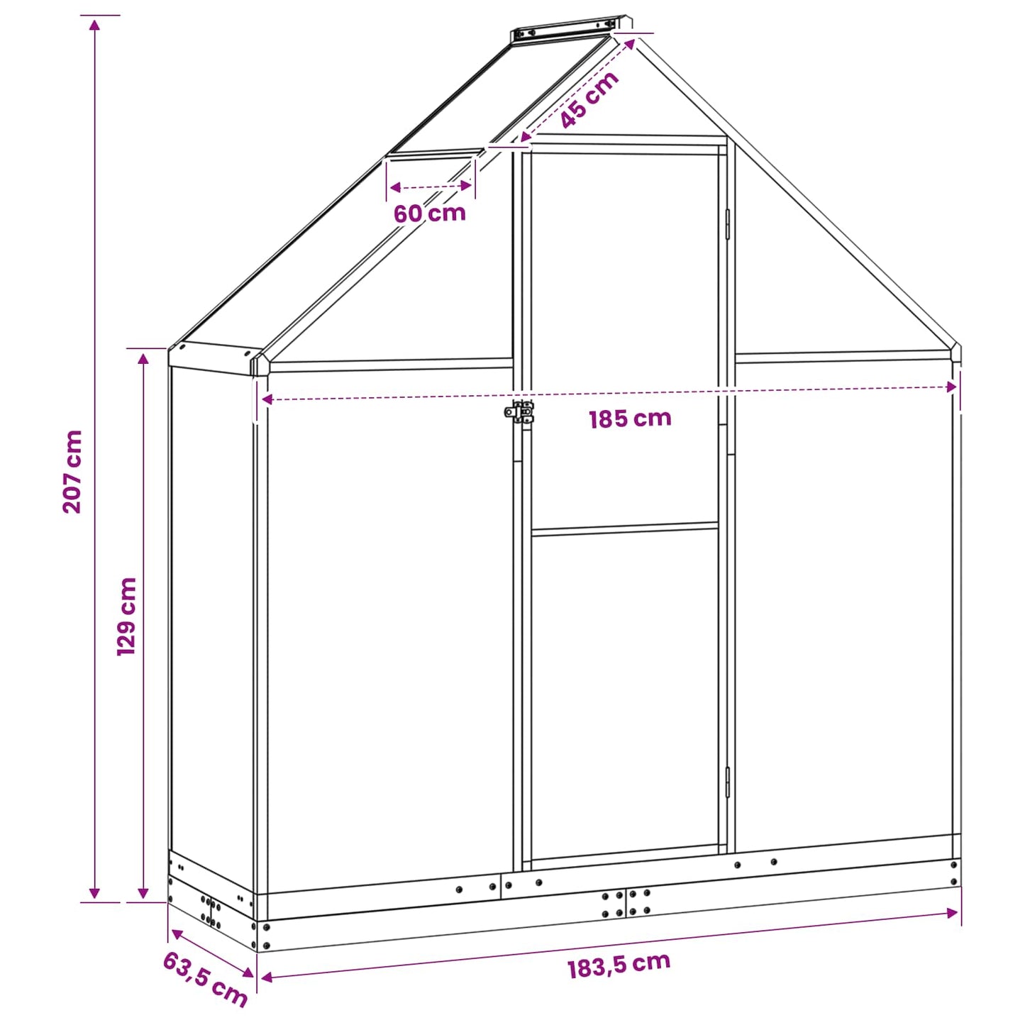 Garten Gewächshaus 183,5 x 63,5 x 207 cm