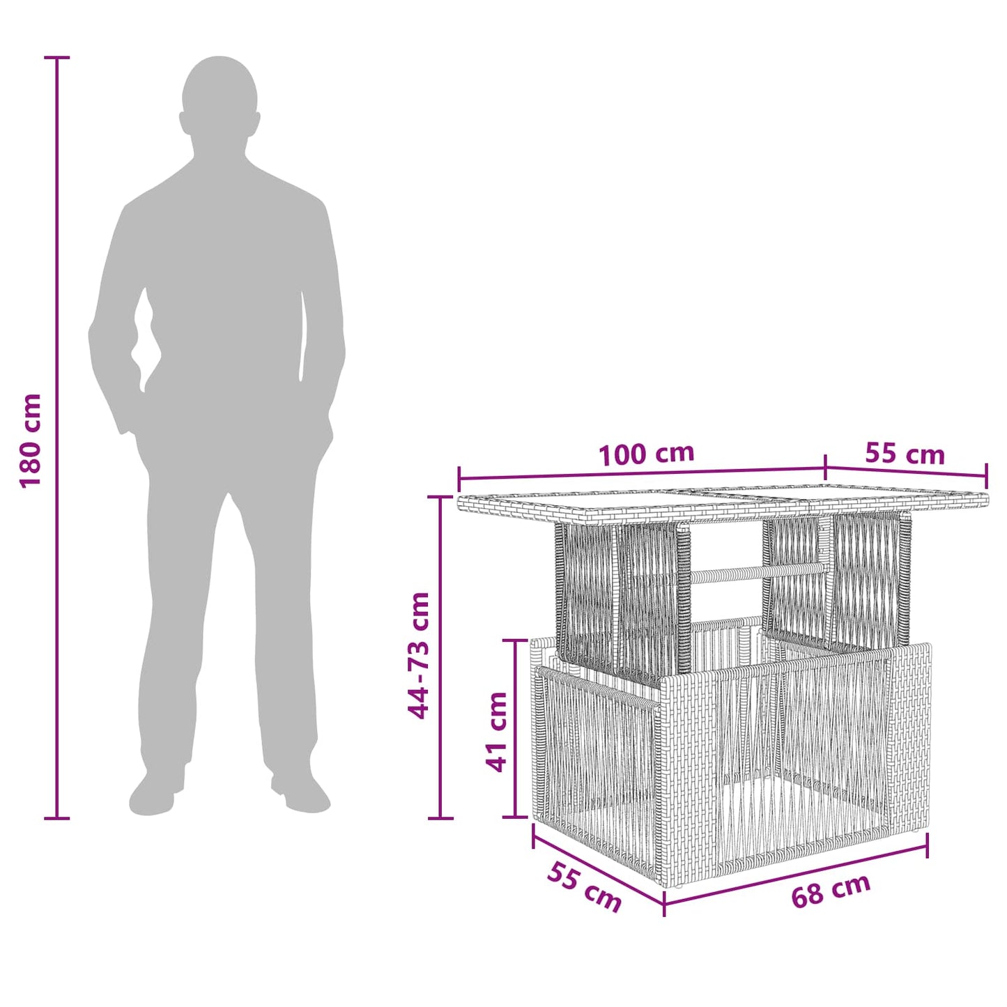 Garten Lifting Up Tisch Grau 100 x 55 x 37 cm