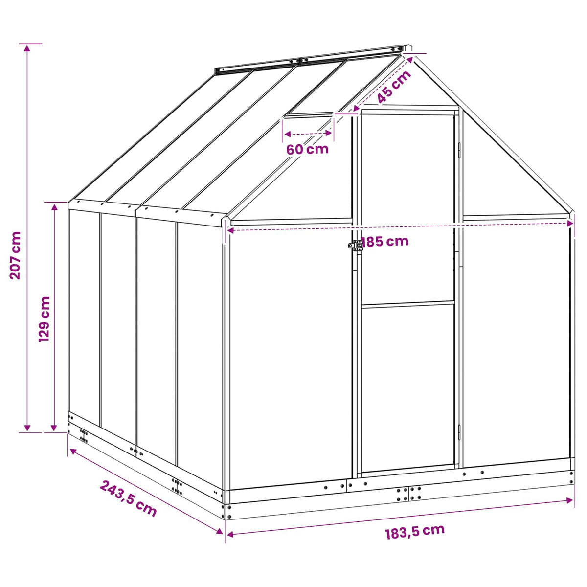 Garten Gewächshaus 185 x 243,5 x 207 cm