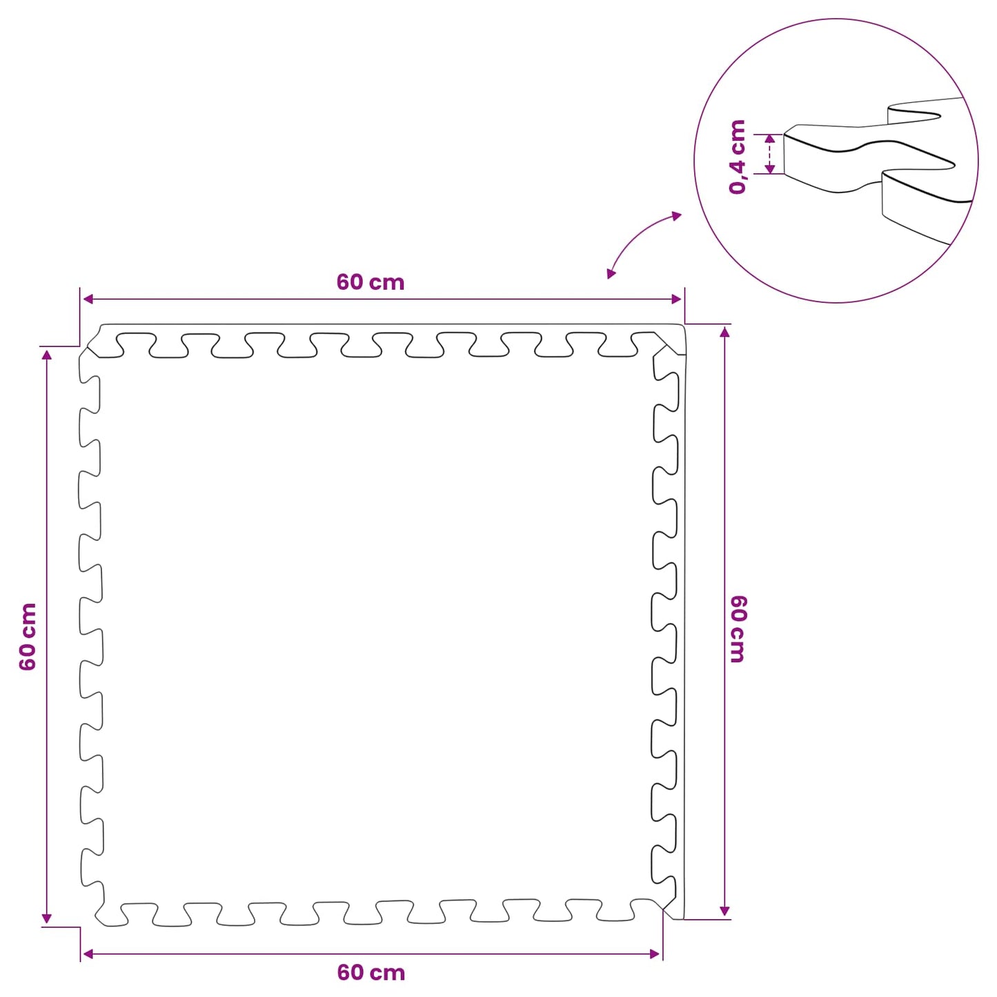 Pool Bodenschutzmatte 12 stk. Schwarz 4,32 m² EVA-Schaum