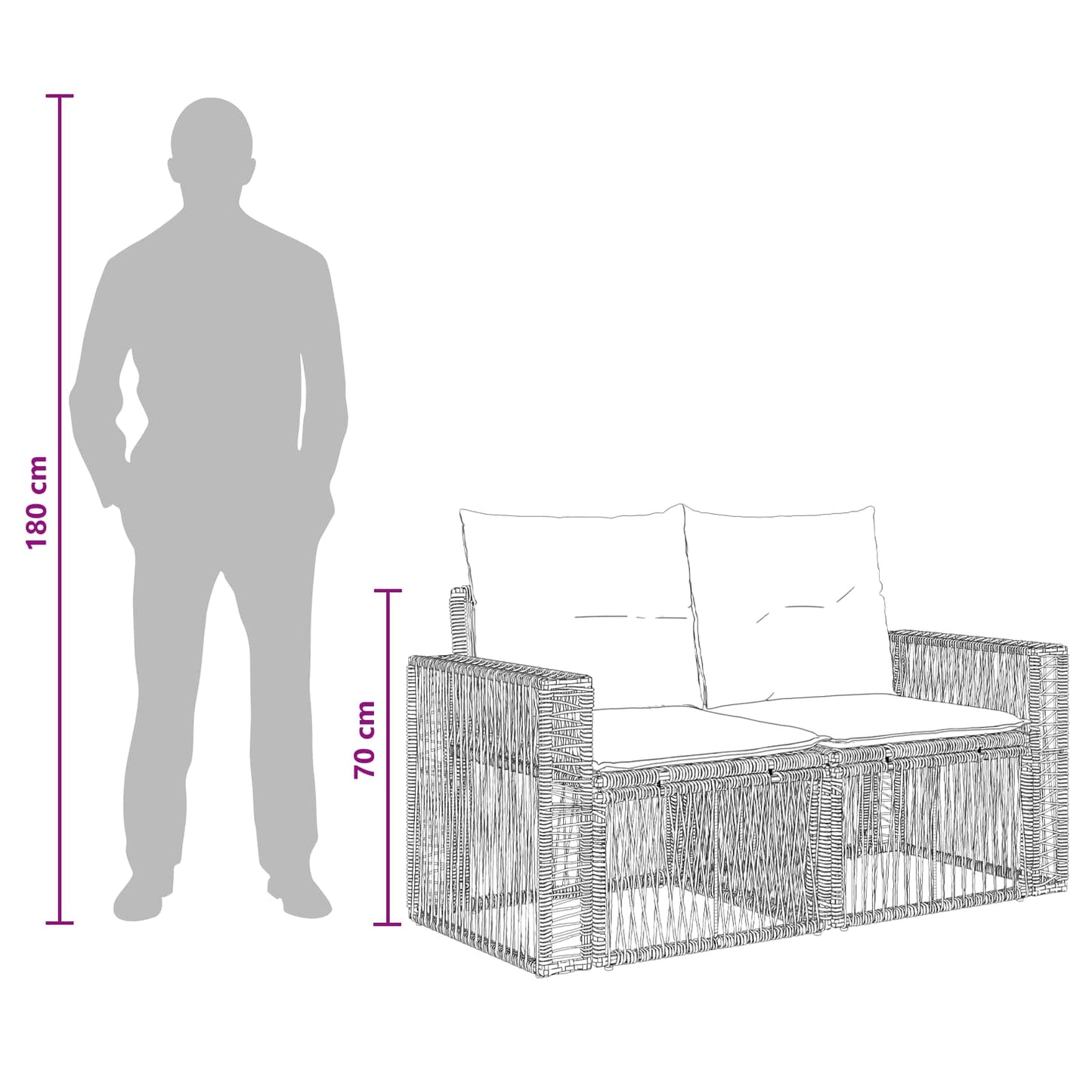 Gartensofa-set 7 stk. Grau und Dunkelgrau Poly-Rattan