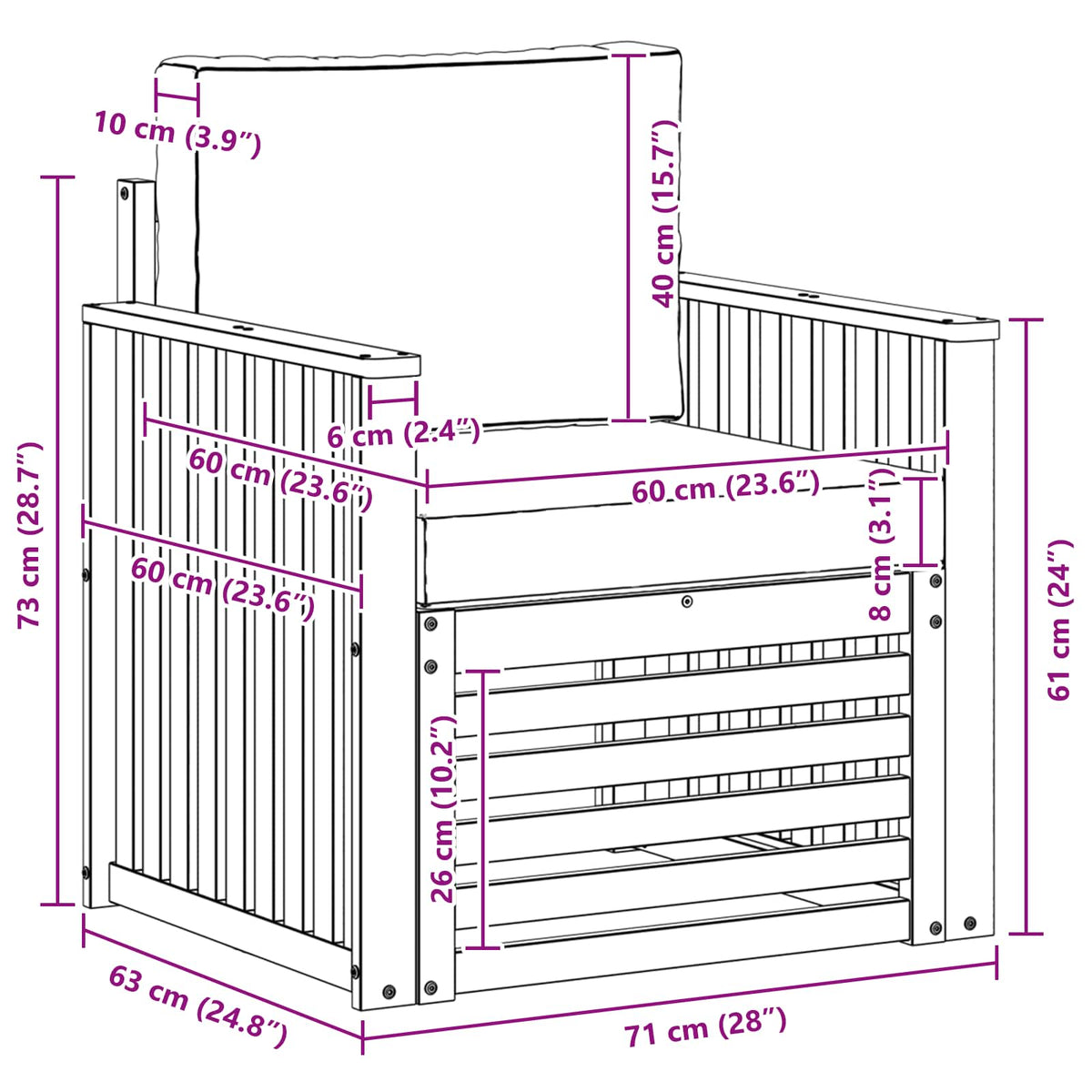 Outdoor-Sofagarnitur Massives Akazienholz und Polyester