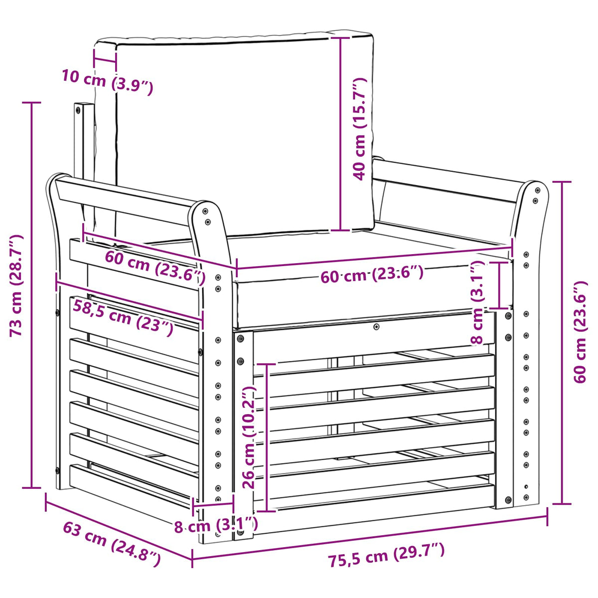 Outdoor-Sofagarnitur Massives Akazienholz und Polyester