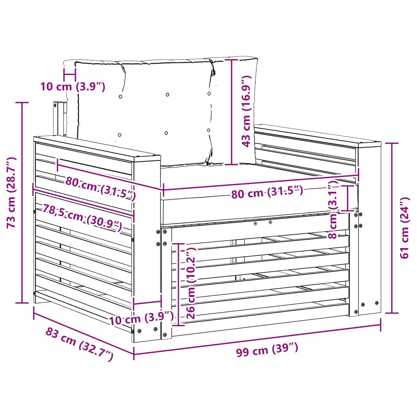 Outdoor-Sofa Massives Akazienholz und Polyester