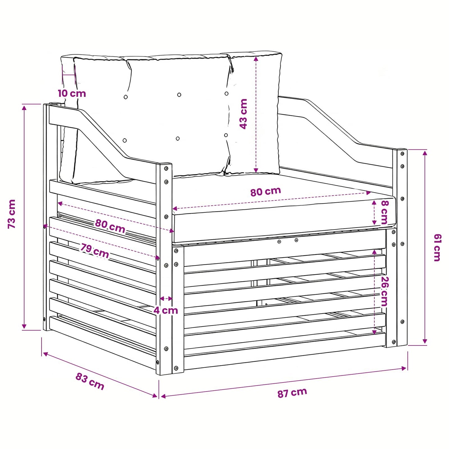 Outdoor-Sofa Natürlich und Hellgrau