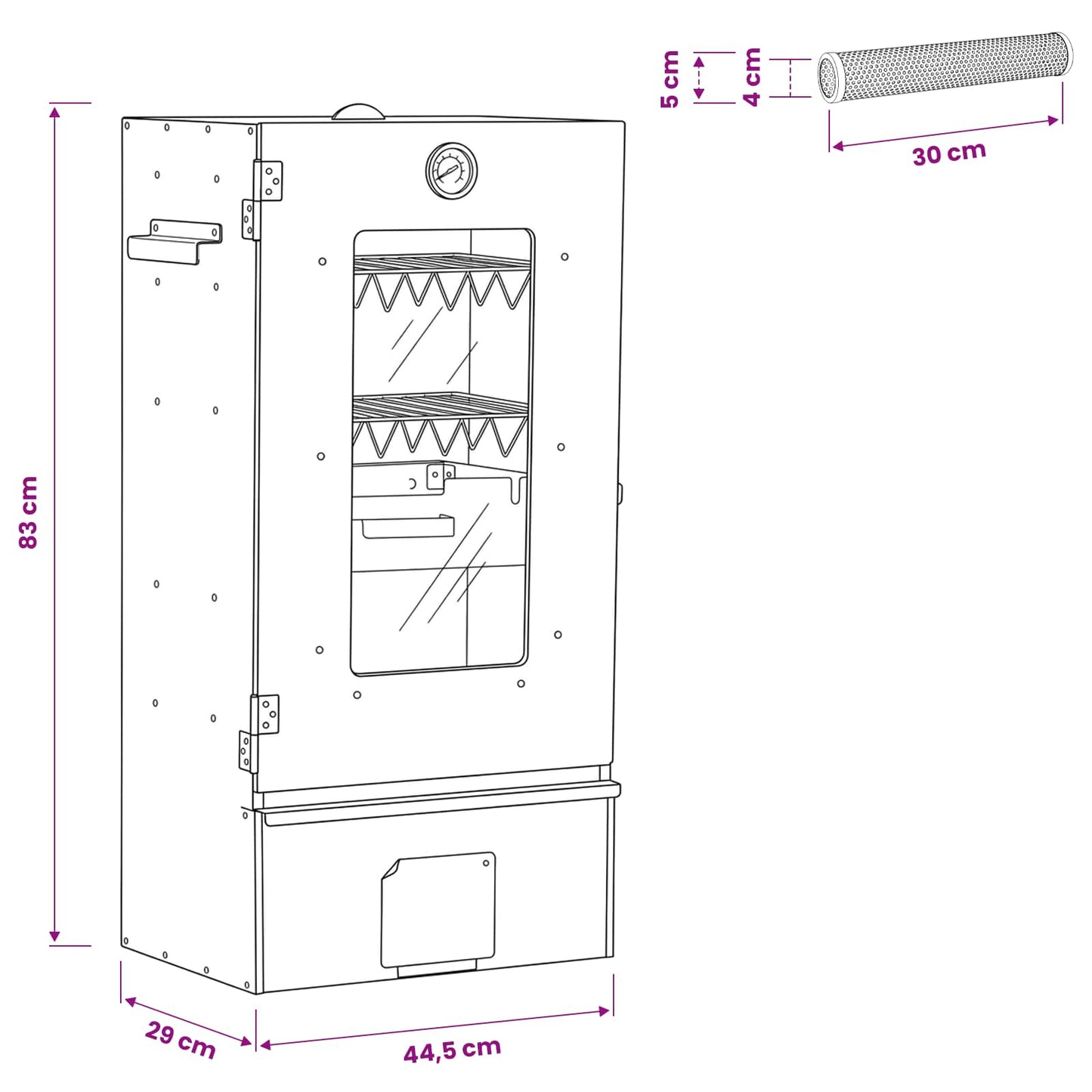 Cold Smoker mit Rauchtube 44,5 x 29 x 83 cm Verzinkter Stahl