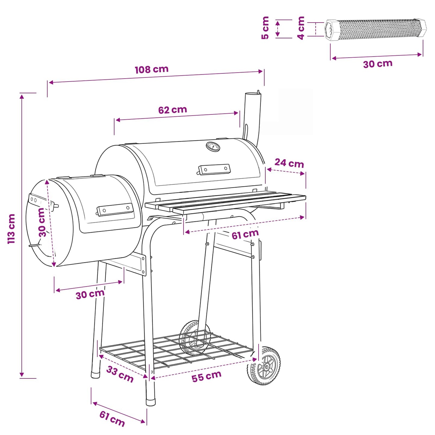 Outdoor Grill 104 x 58 x 114 cm Stahl Schwarz