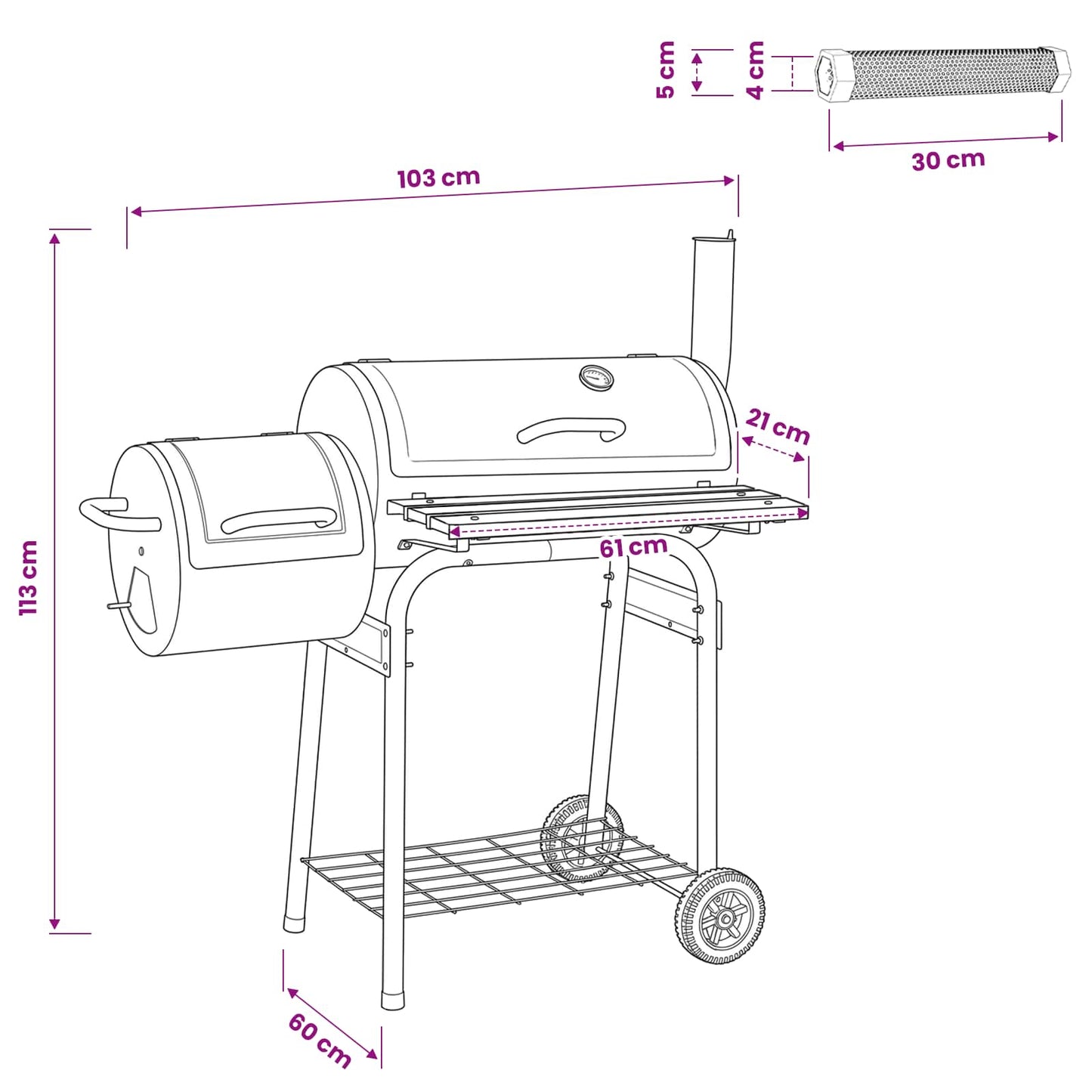 Outdoor Grill 103 x 60 x 113 cm Stahl Schwarz