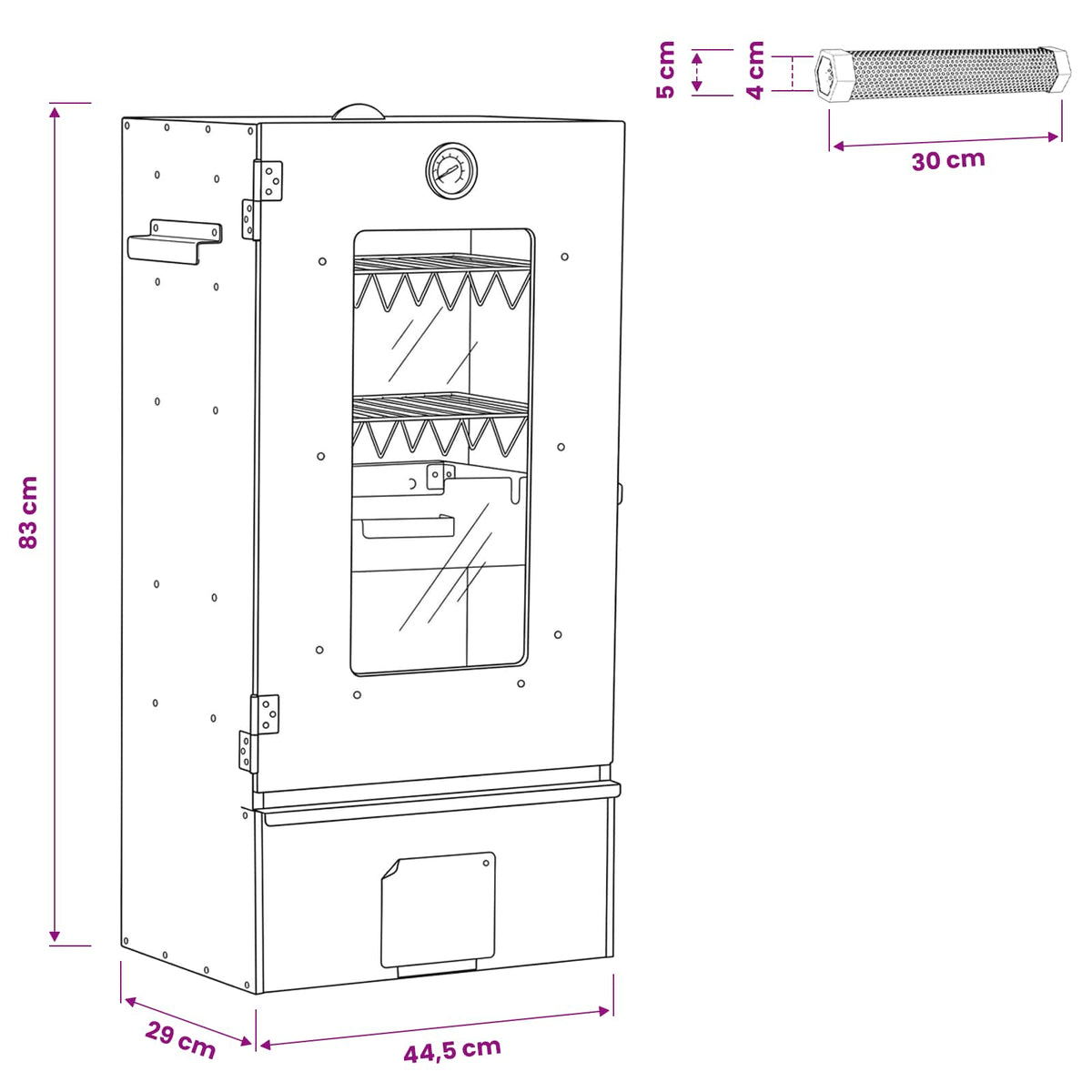 Cold Smoker mit Rauchtube 44,5 x 29 x 83 cm Verzinkter Stahl