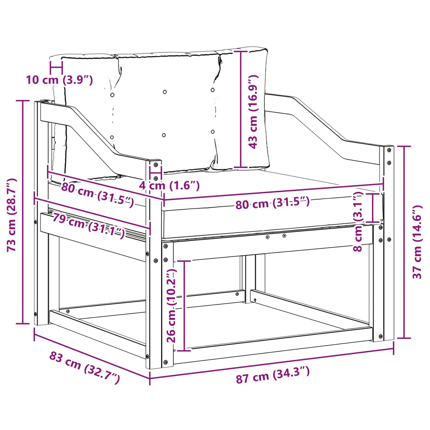 Outdoor Mittelsofa Polyester Weiß