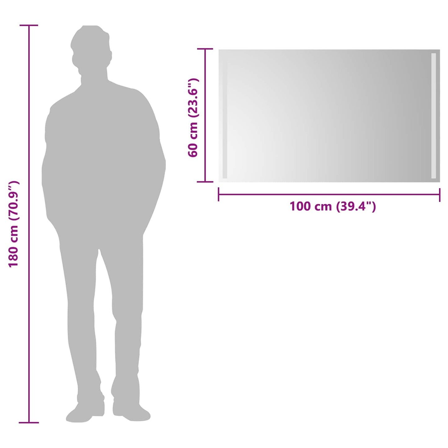 LED-Badezimmerspiegel Transparent 100 x 60 cm Gehärtetes Glas