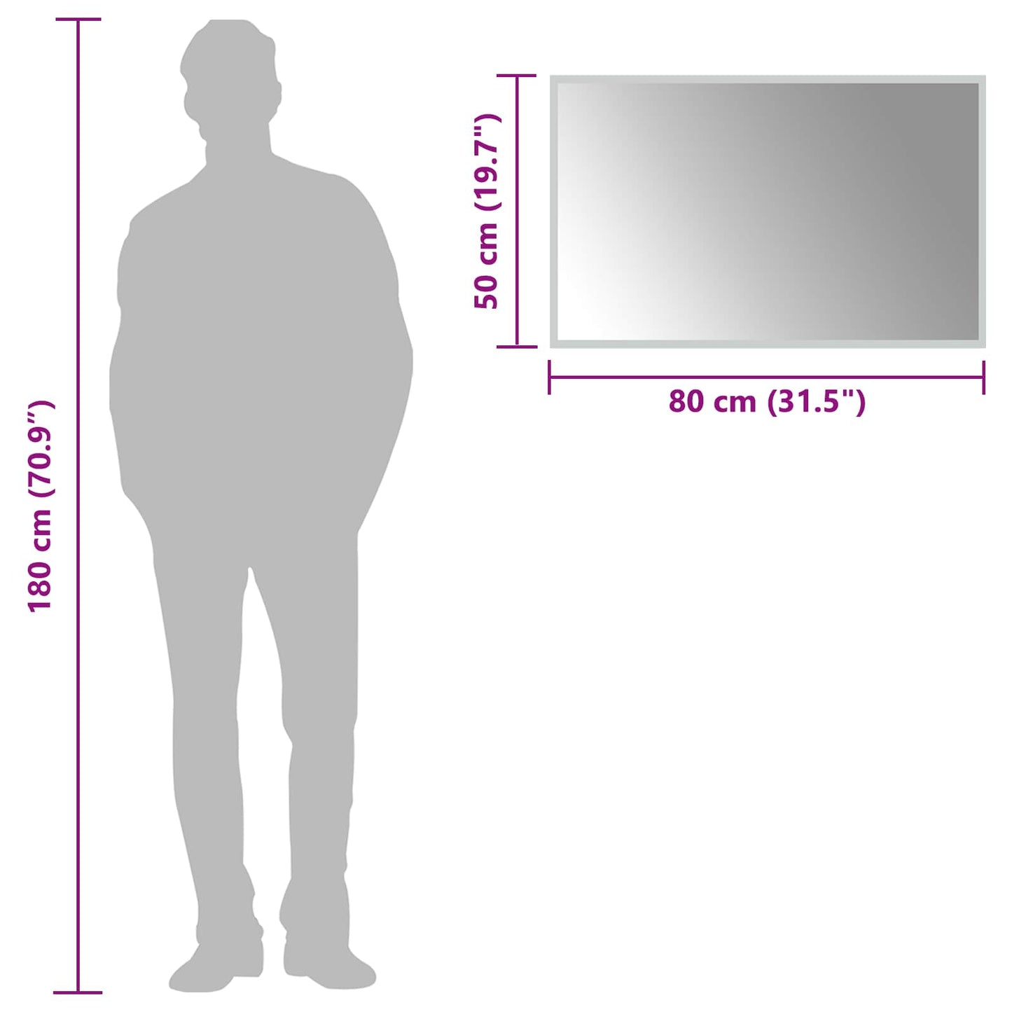 LED-Badezimmerspiegel Transparent 80 x 50 cm Gehärtetes Glas