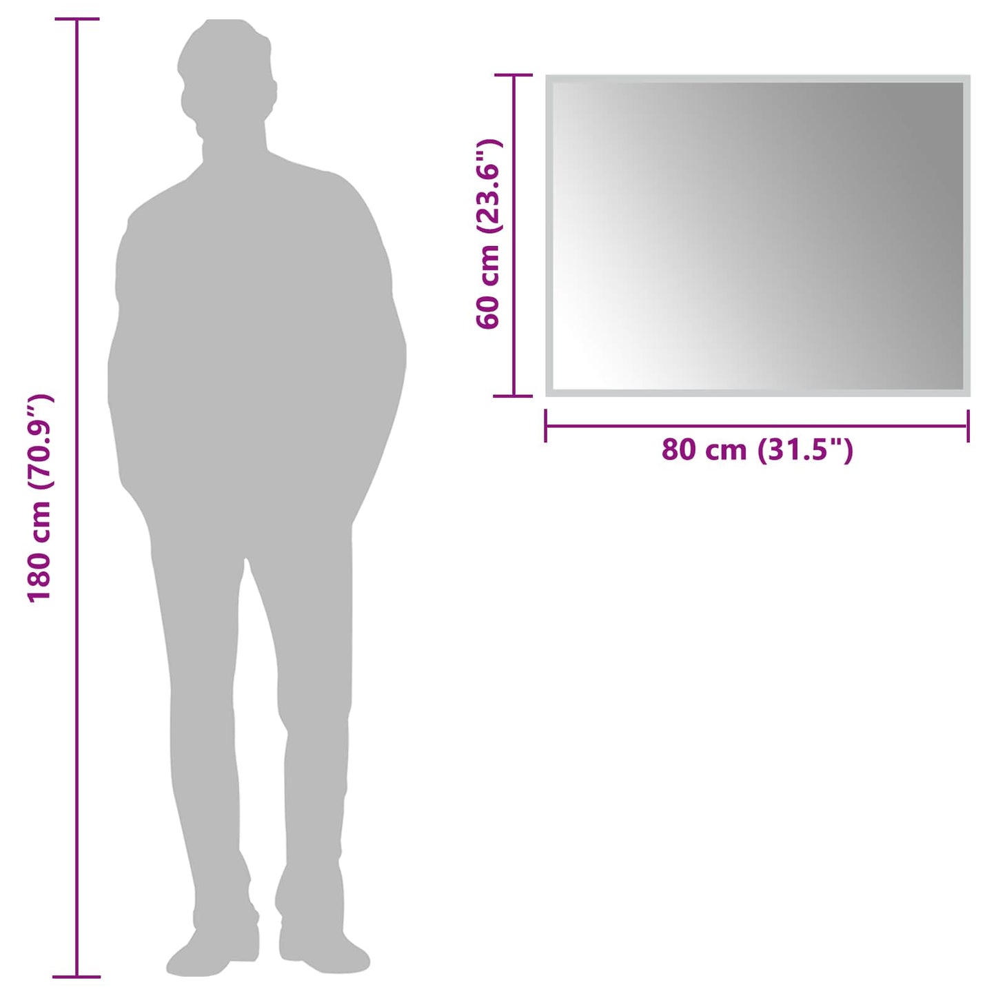 LED-Badezimmerspiegel Transparent 80 x 60 cm Gehärtetes Glas