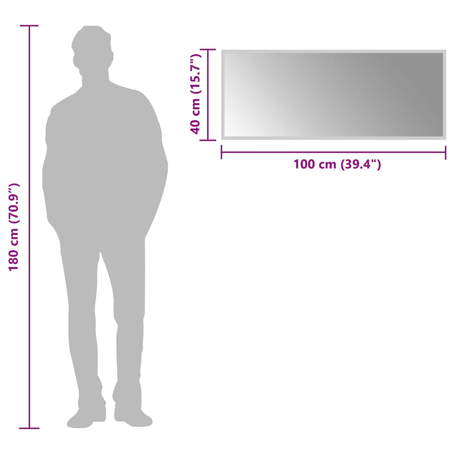 LED-Badezimmerspiegel Transparent 100 x 40 cm Gehärtetes Glas