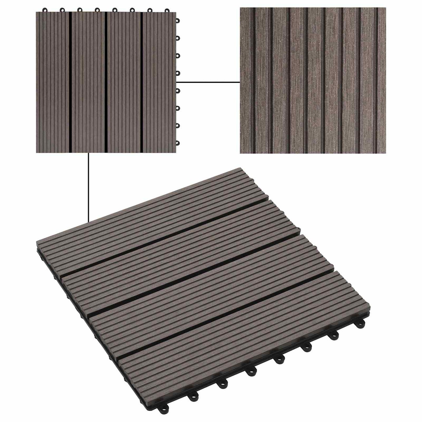 Terrassenfliese 22 pcs Dunkelbraun 30 x 30 cm WPC