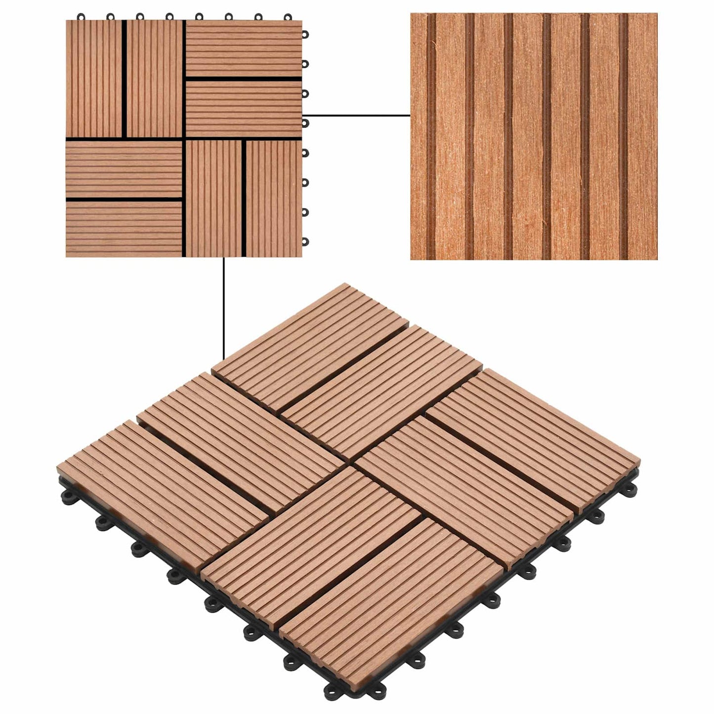 Terrassenfliese 22 stk. Braun 30 x 30 cm WPC