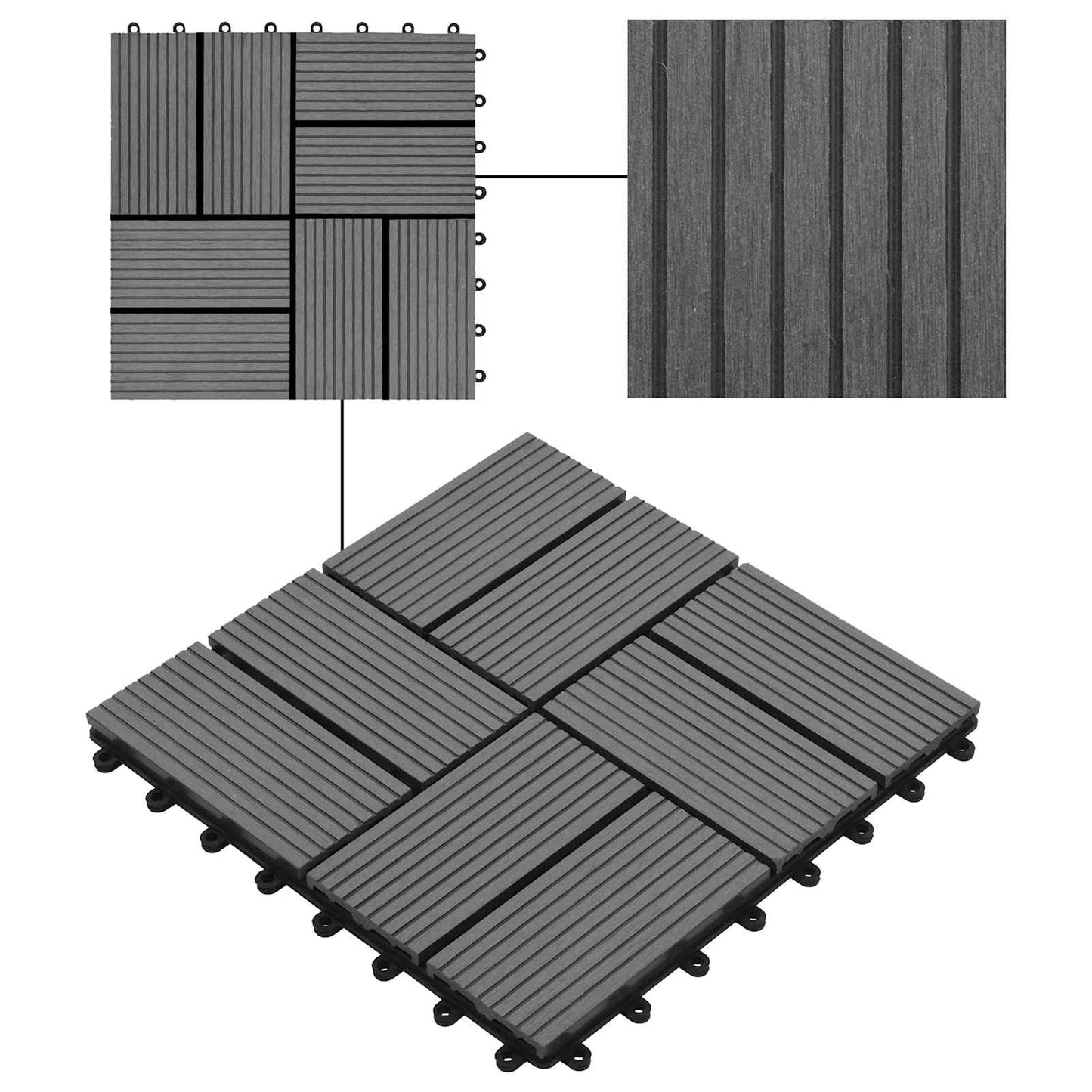 Terrassenfliese 22 pcs Grau 30 x 30 cm WPC