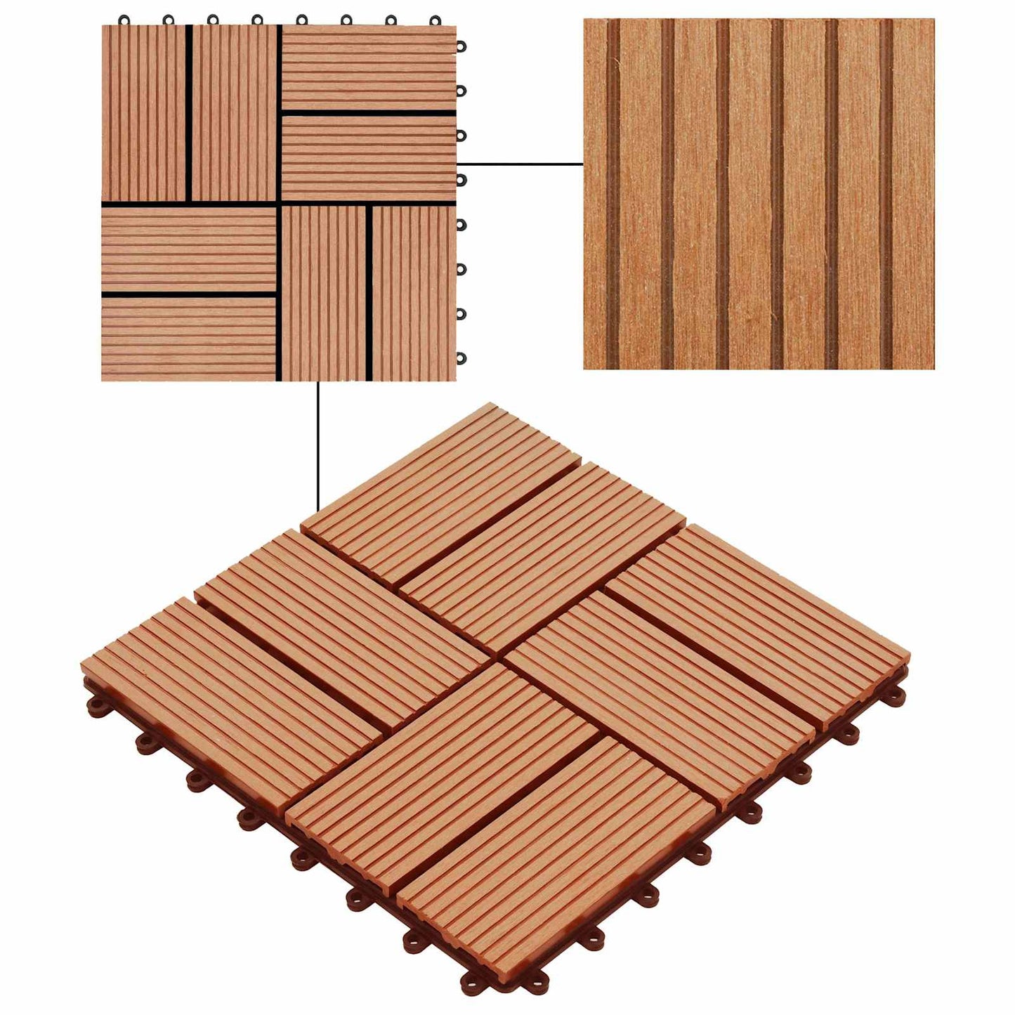 Terrassenfliese 22 stk. Teak 30 x 30 cm WPC