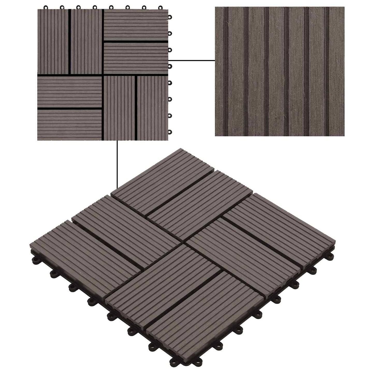 Terrassenfliese 22 stk. Dunkelbraun 30 x 30 cm WPC