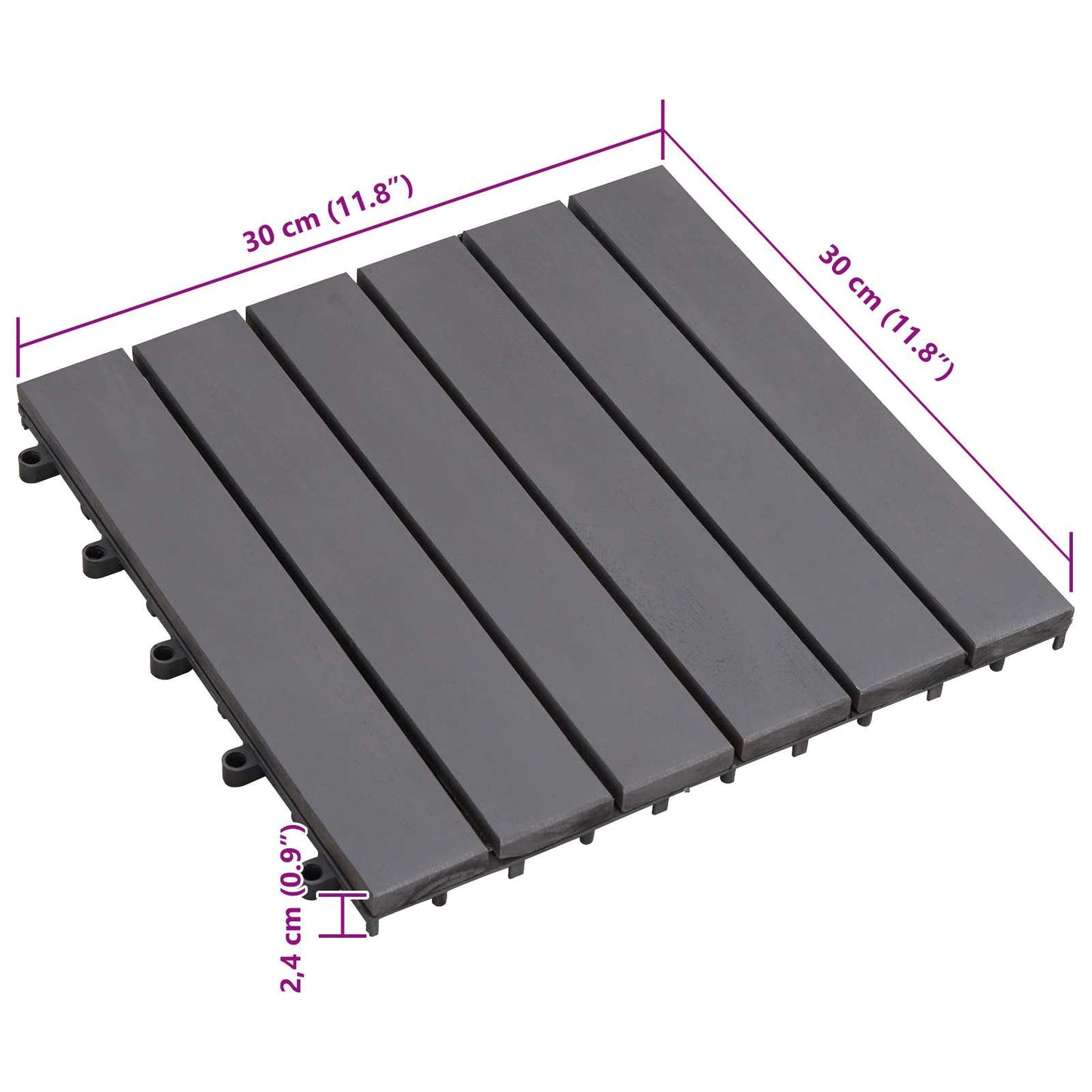 Terrassenfliese 20 stk. Grau 30 x 30 cm Akazien-Hartholz