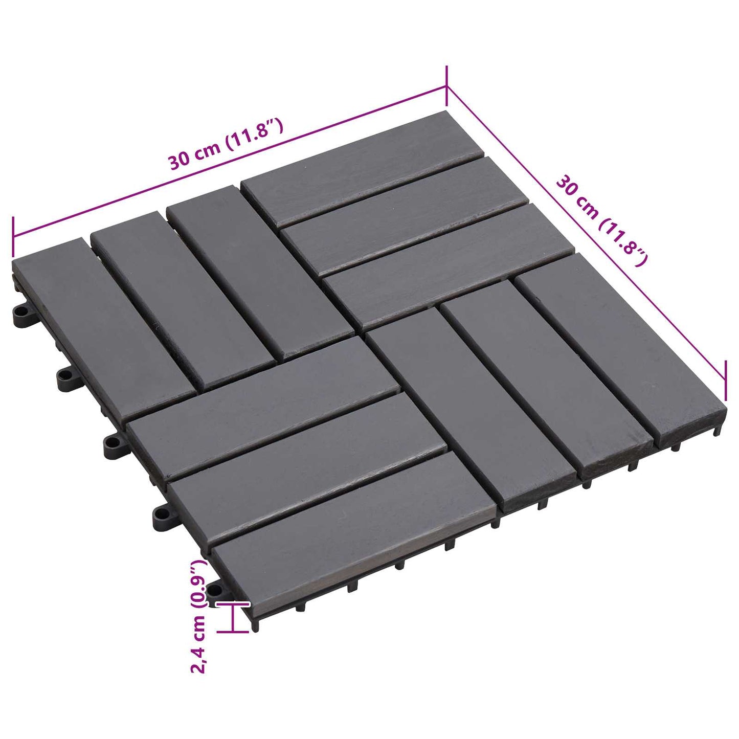 Terrassenfliese 30 stk. Grau 30 x 30 cm Akazien-Hartholz