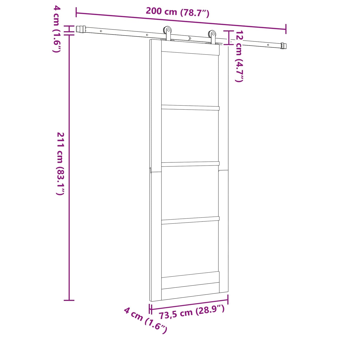Schiebetür Natürlich und Weiß 73,5 x 211 cm