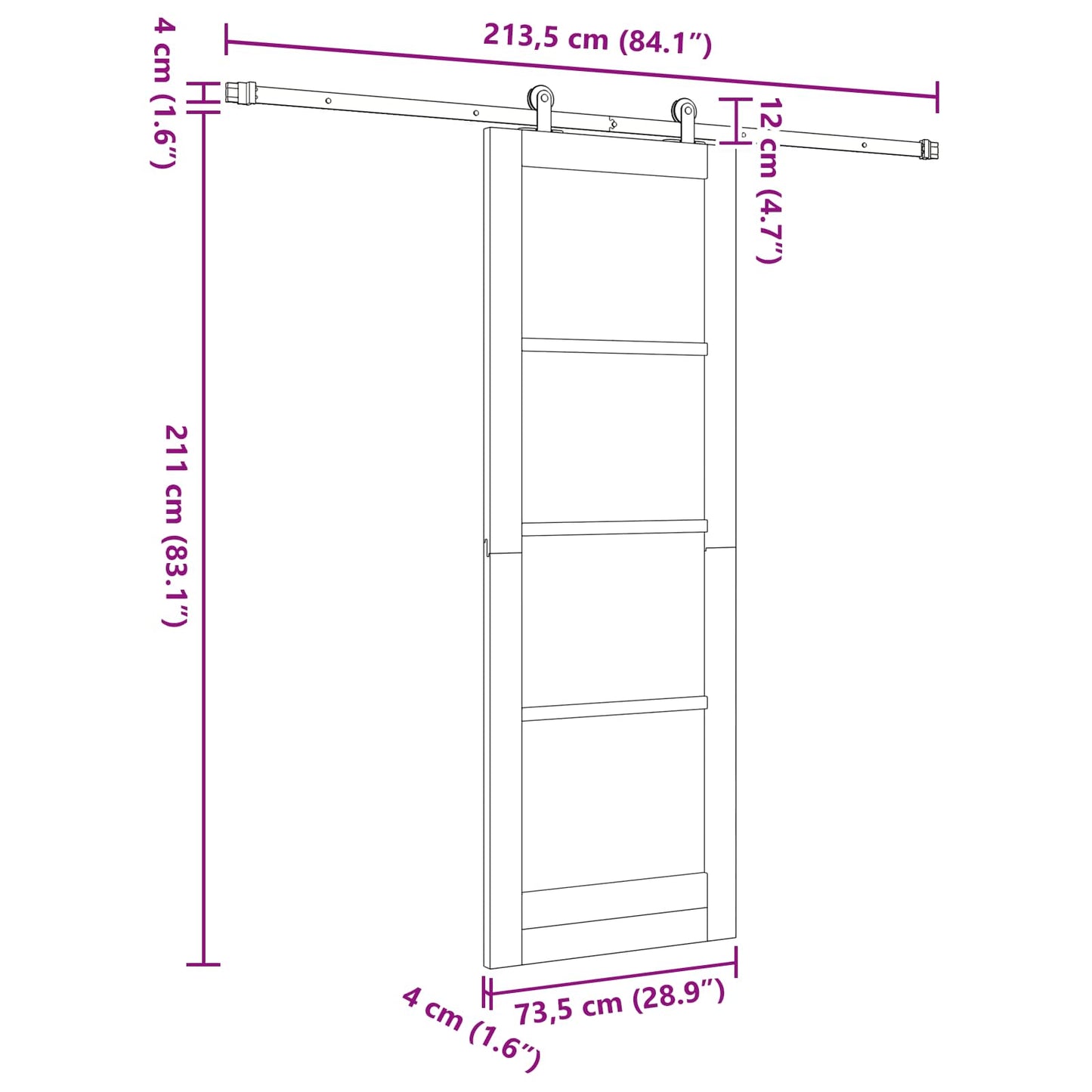 Schiebetür ORKDAL Natur 73,5 x 211 cm Massives Kiefernholz