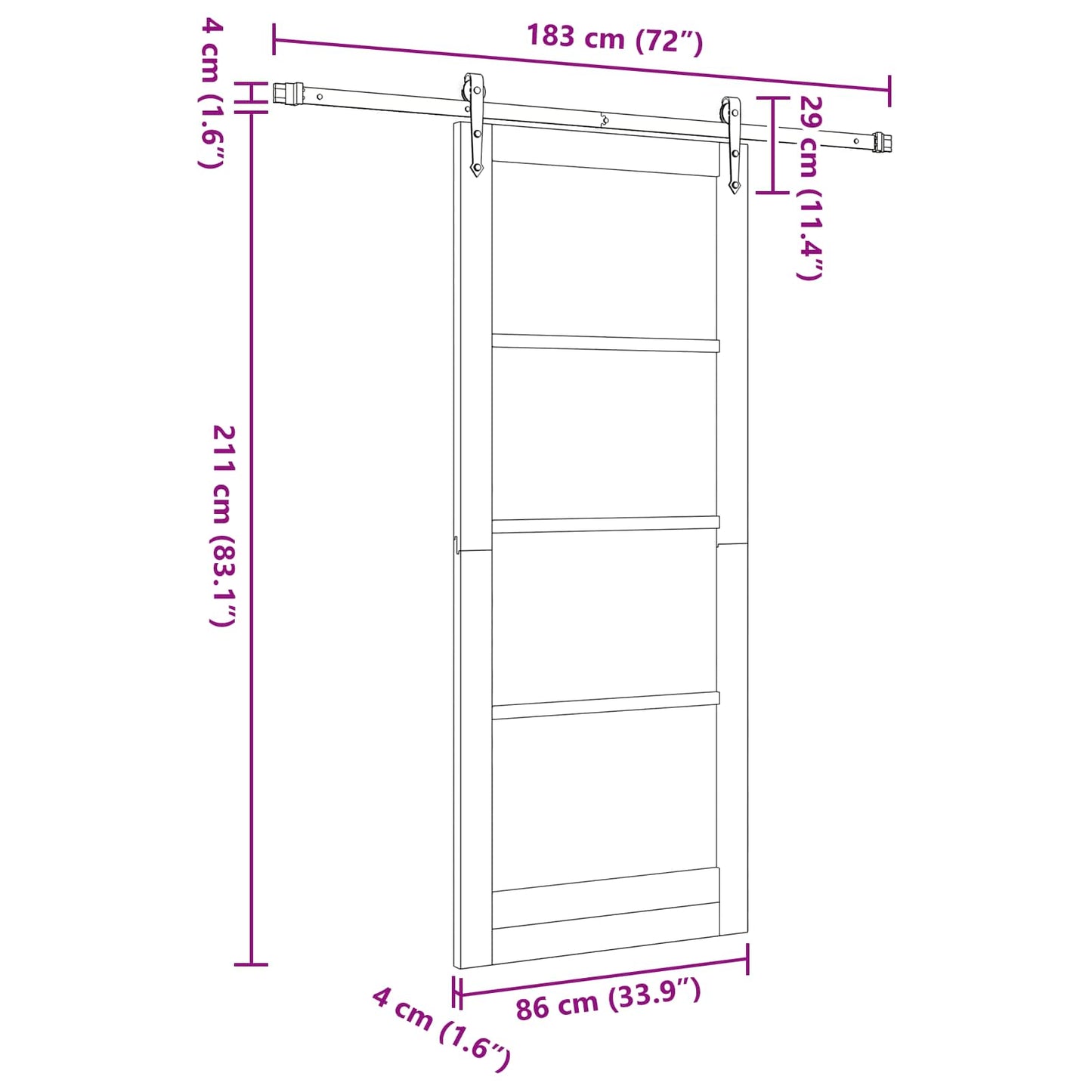 Schiebetür ORKDAL Natürlich und Schwarz 86 x 211 cm