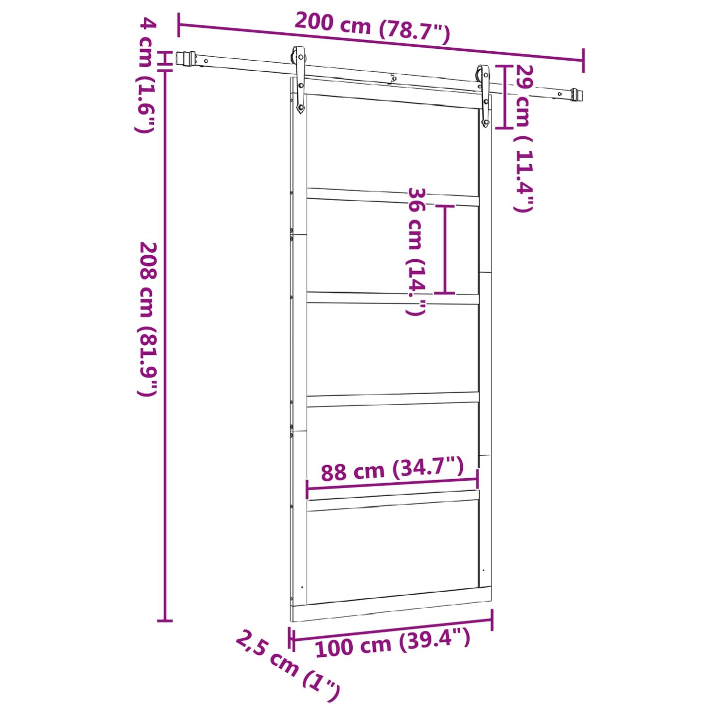 Schiebetür Natur 100 x 208 cm Massives Kiefernholz