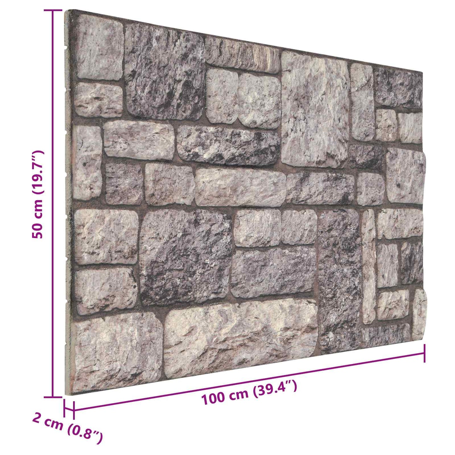 Wandpaneele 10 stk. 100 x 50 cm Grau und Weiß EPS-Schaum