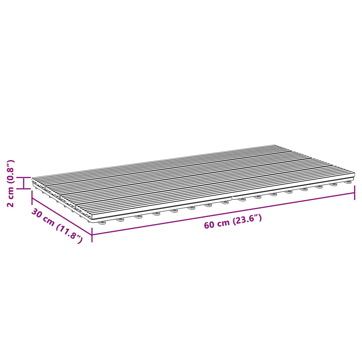 Terrassenfliese 6 stk. Grau 60 x 30 cm WPC