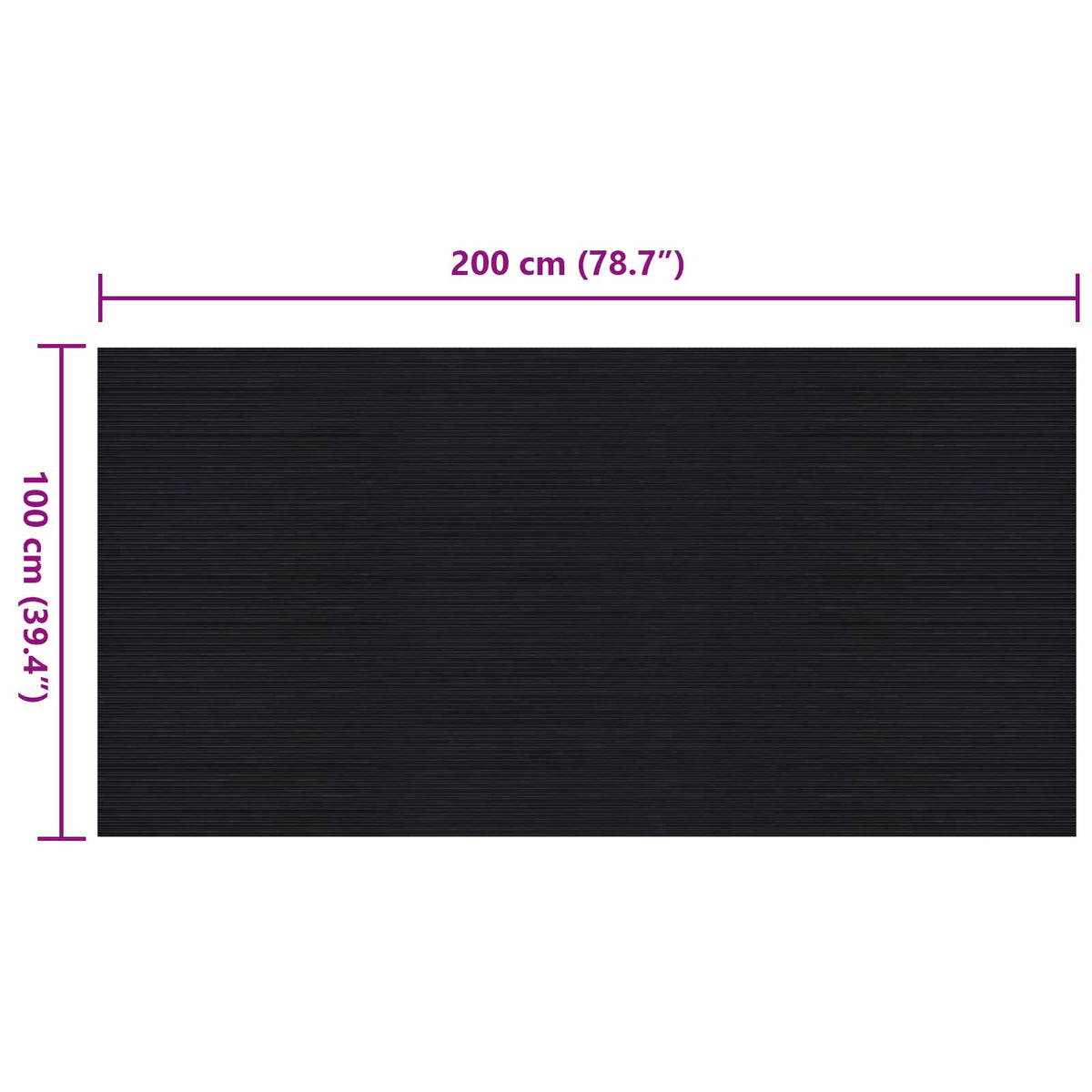 Bodenmatte mit Feinrippen Schwarz 1 x 2 m Gummi