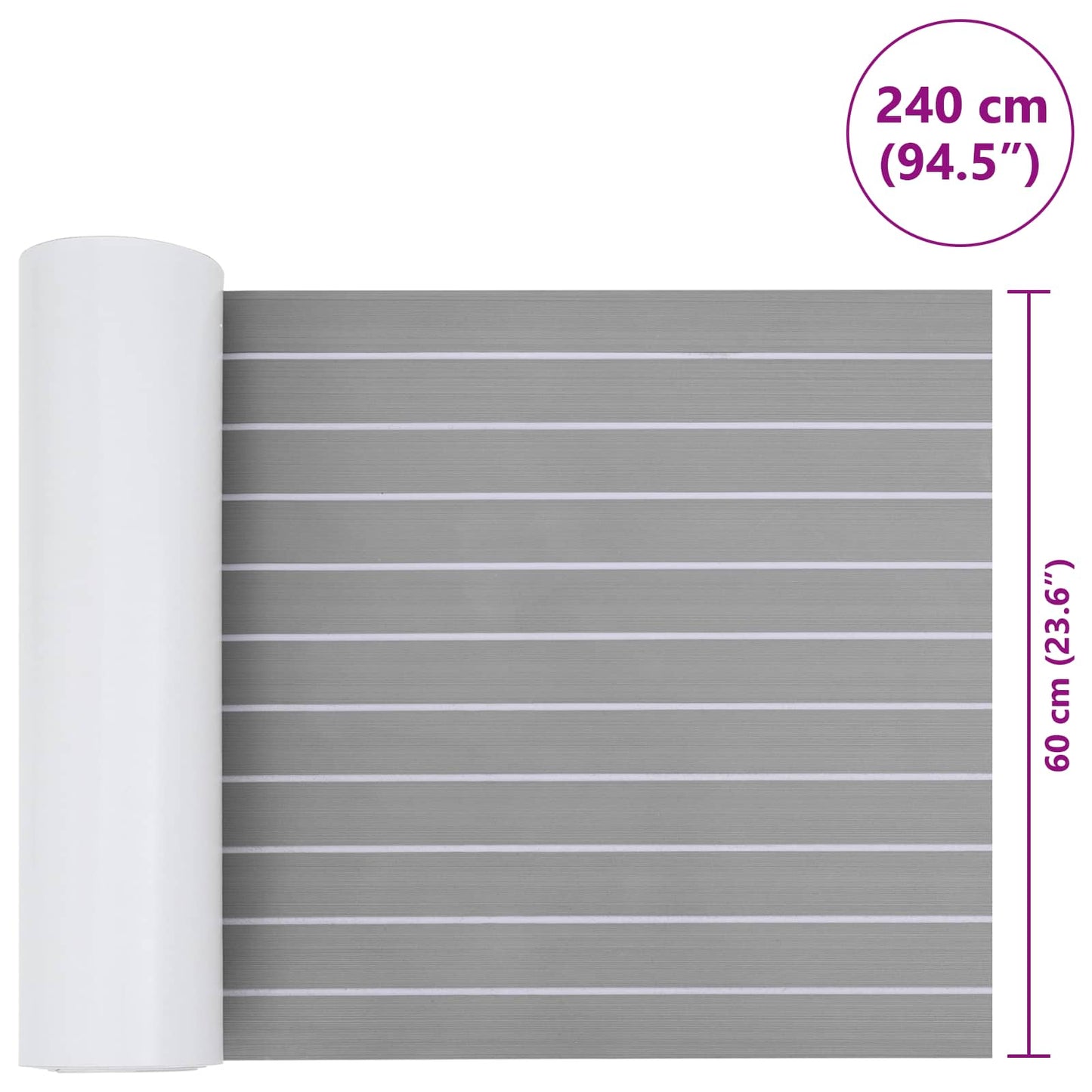 Bootsmatte Gestreift Hellgrau und Weiß 240 x 60 cm EVA