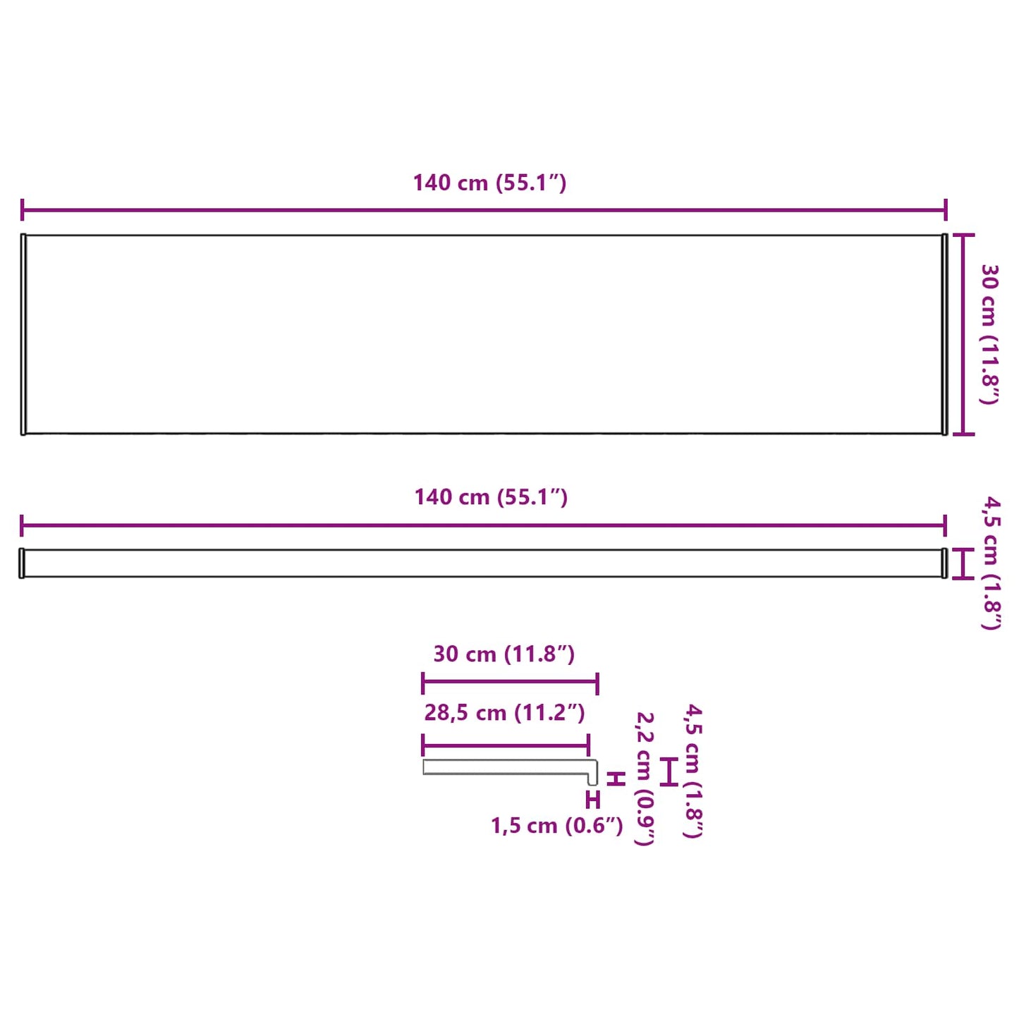 Fensterbank Weiß 140 x 30 x 4,5 cm PVC