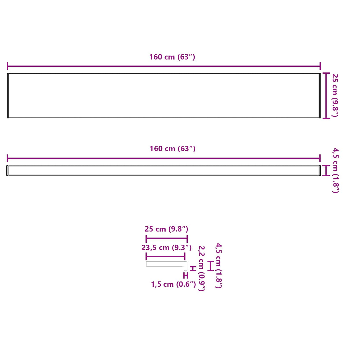 Fensterbank Marmorstruktur 160 x 25 x 4,5 cm PVC