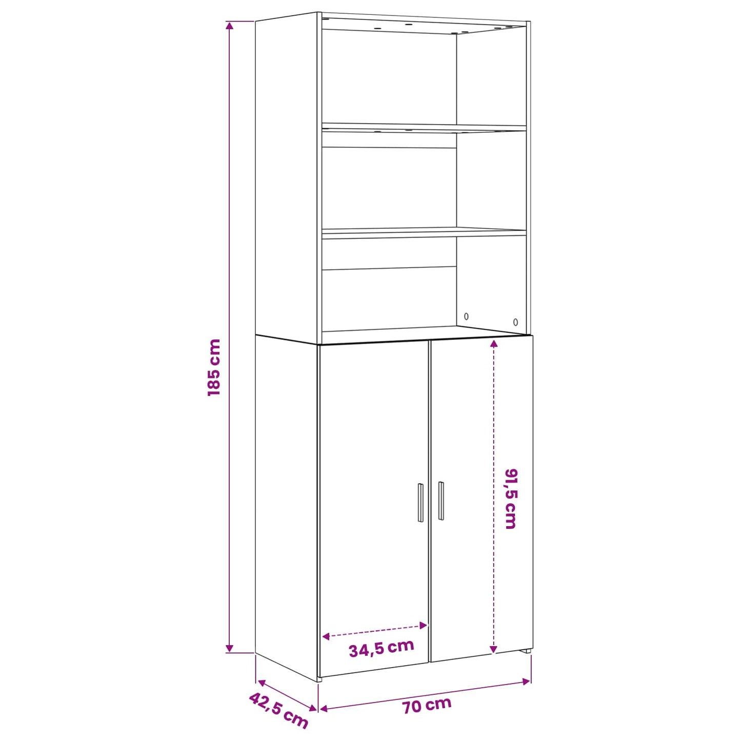 Highboard Altholz 70 x 42,5 x 185 cm Holzwerkstoff