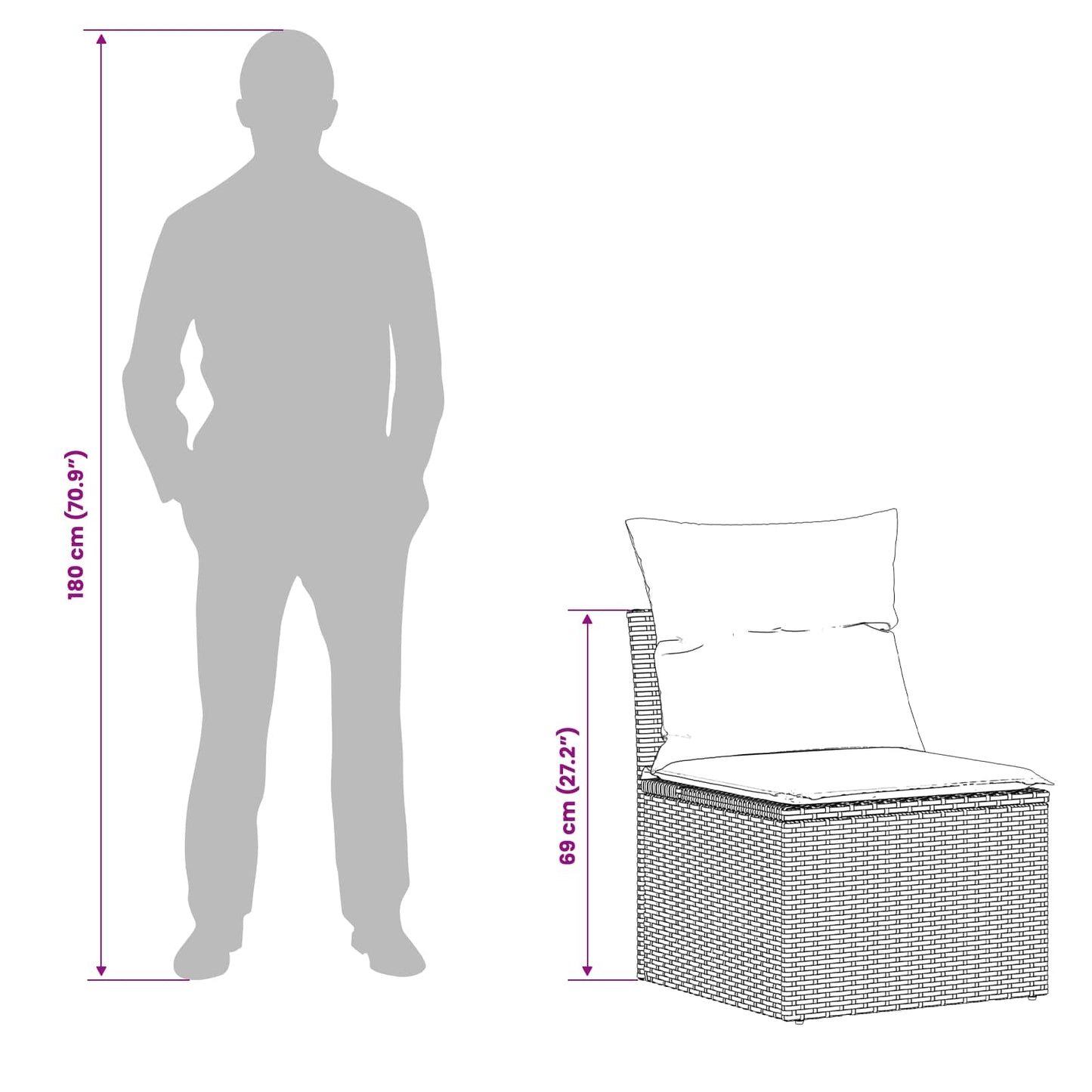 Sofa Set 6 stk. Schwarz und Cremeweiß Polyrattan und Stahl