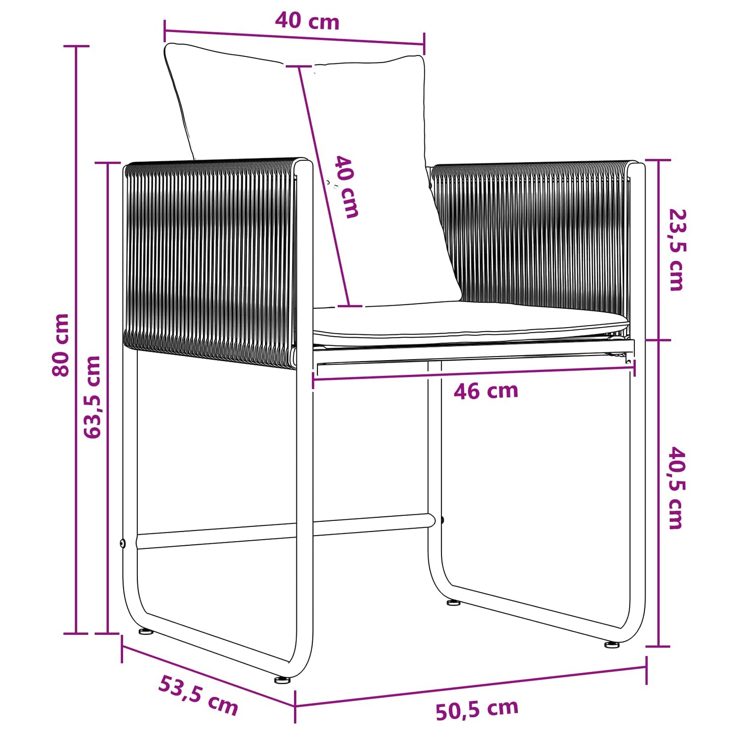 Garten Essgruppe 5 pcs Schwarz und Anthrazit 140 x 80 x 73 cm