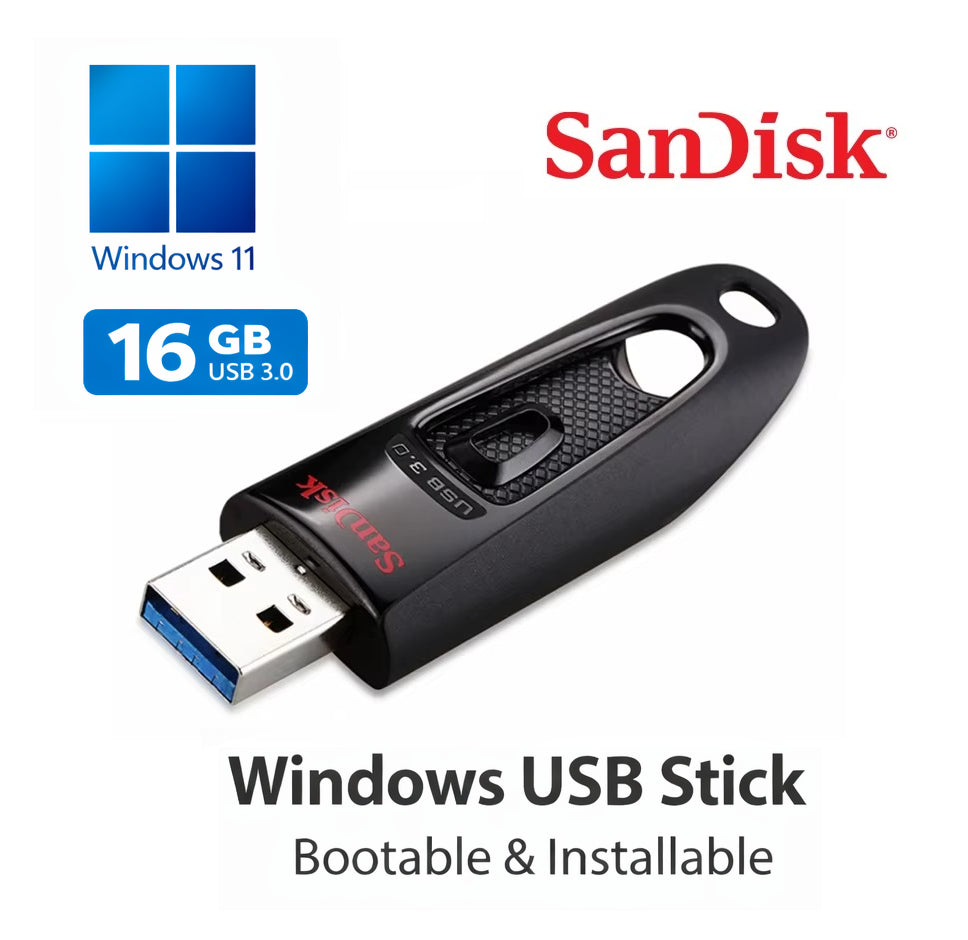 Windows 11 USB Stick 16 GB (USB 3.0) – Bootfähig & Installierbar