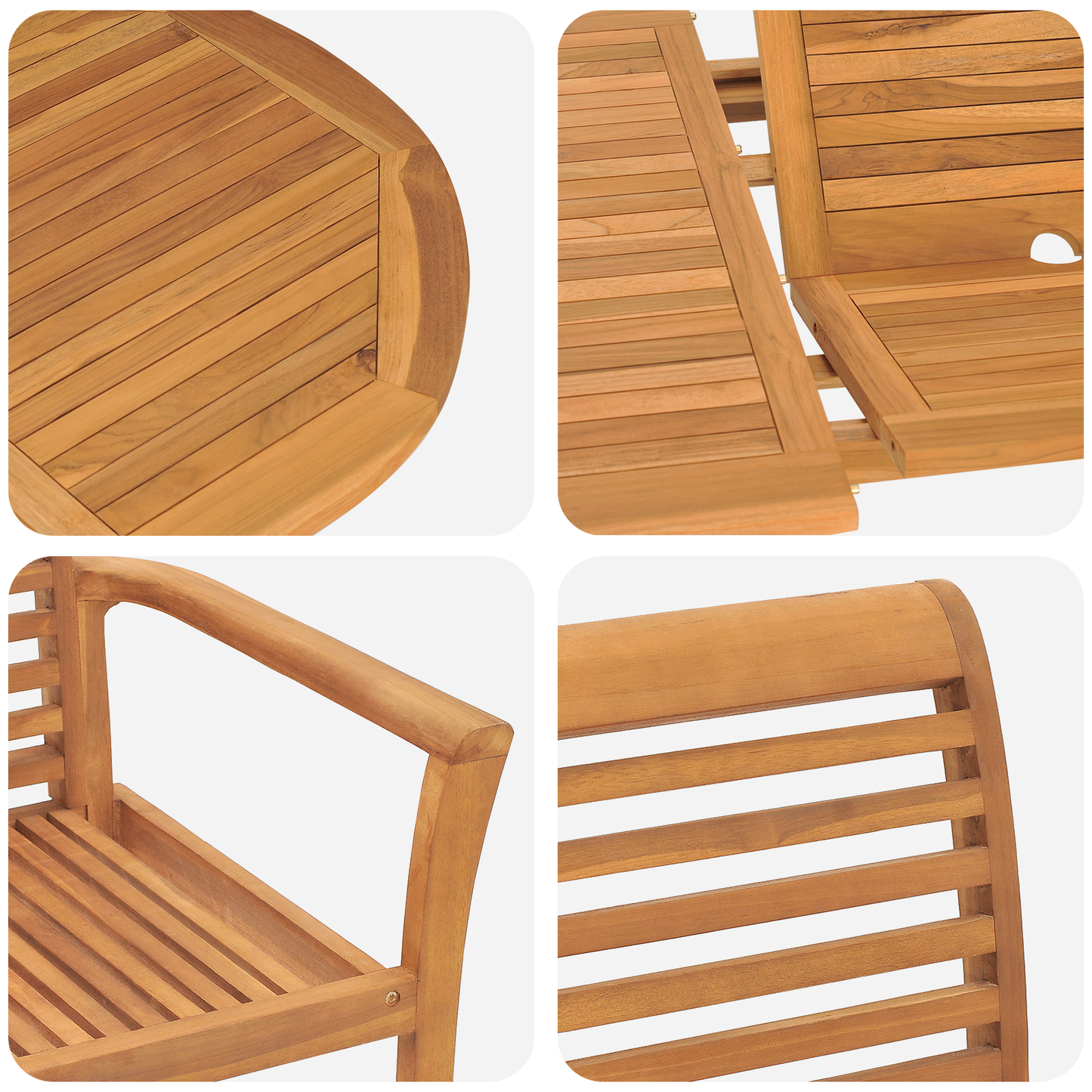 7 Teiliges Garten Essgruppen Set Massivholz Teak