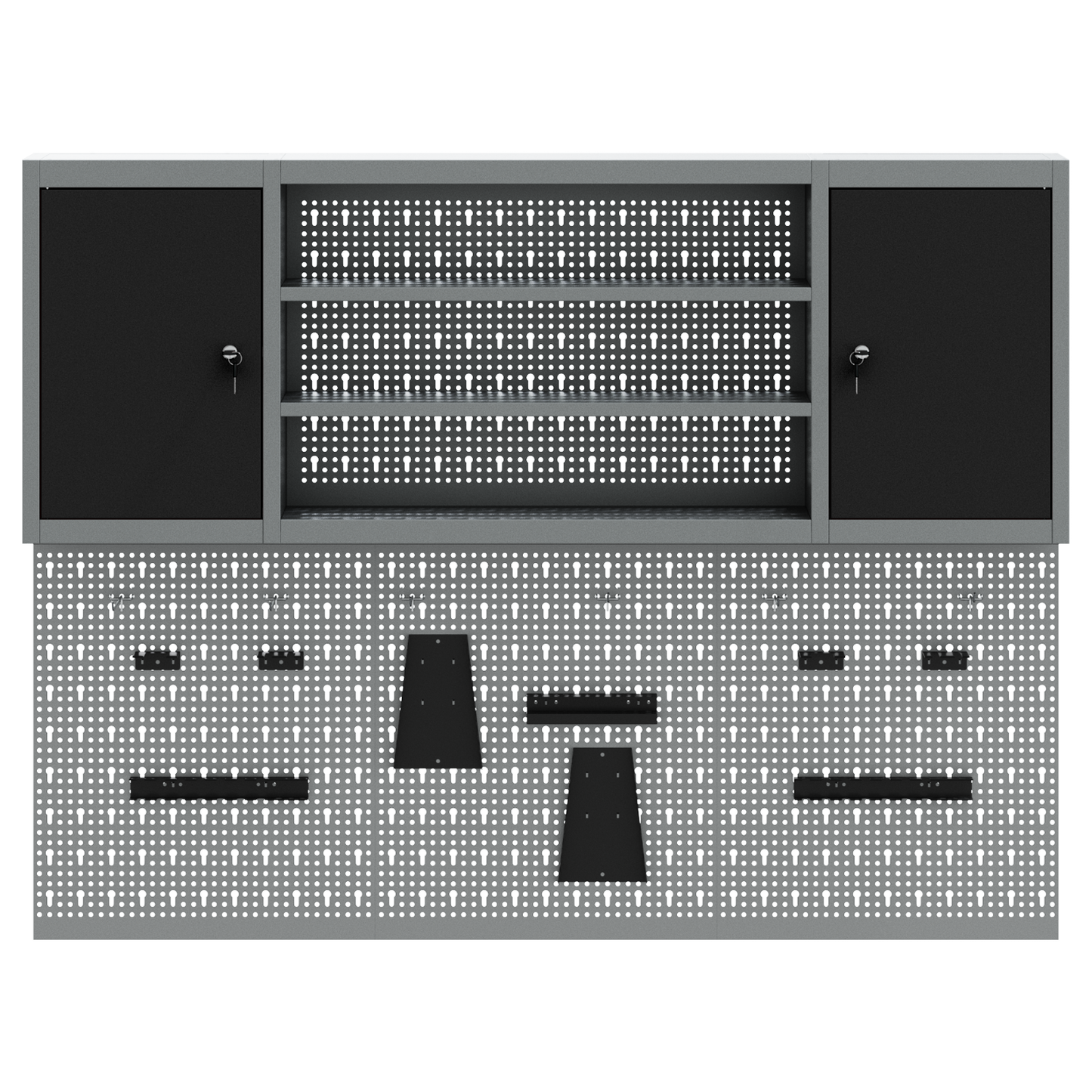 Werkzeugschrank und Pegboard Set mit Regal 6 pcs Schwarz