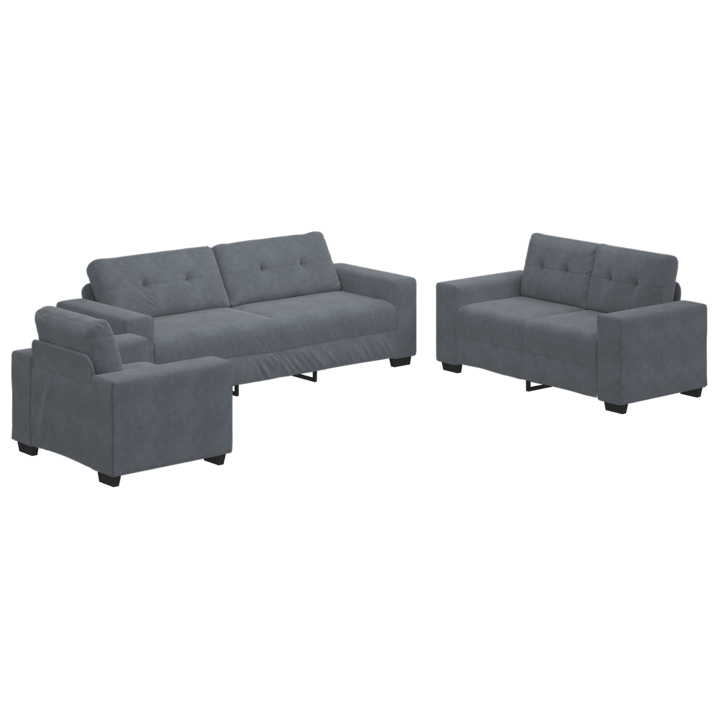 Sofa Set mit Kissen mit Kissen 3 pcs Grau 221 x 78 x 80 cm Samt