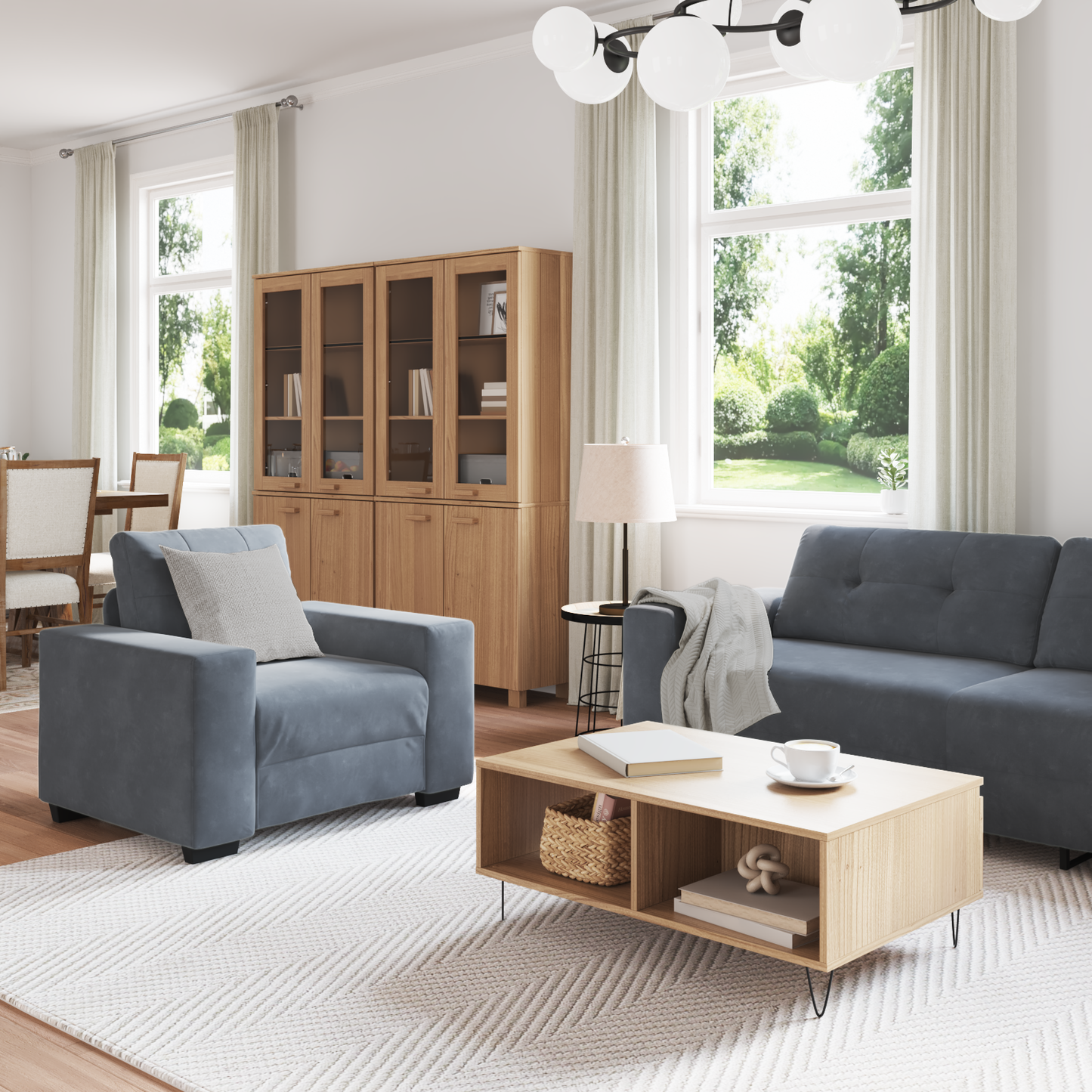 Sofa Set mit Kissen mit Kissen 3 pcs Grau 221 x 78 x 80 cm Samt